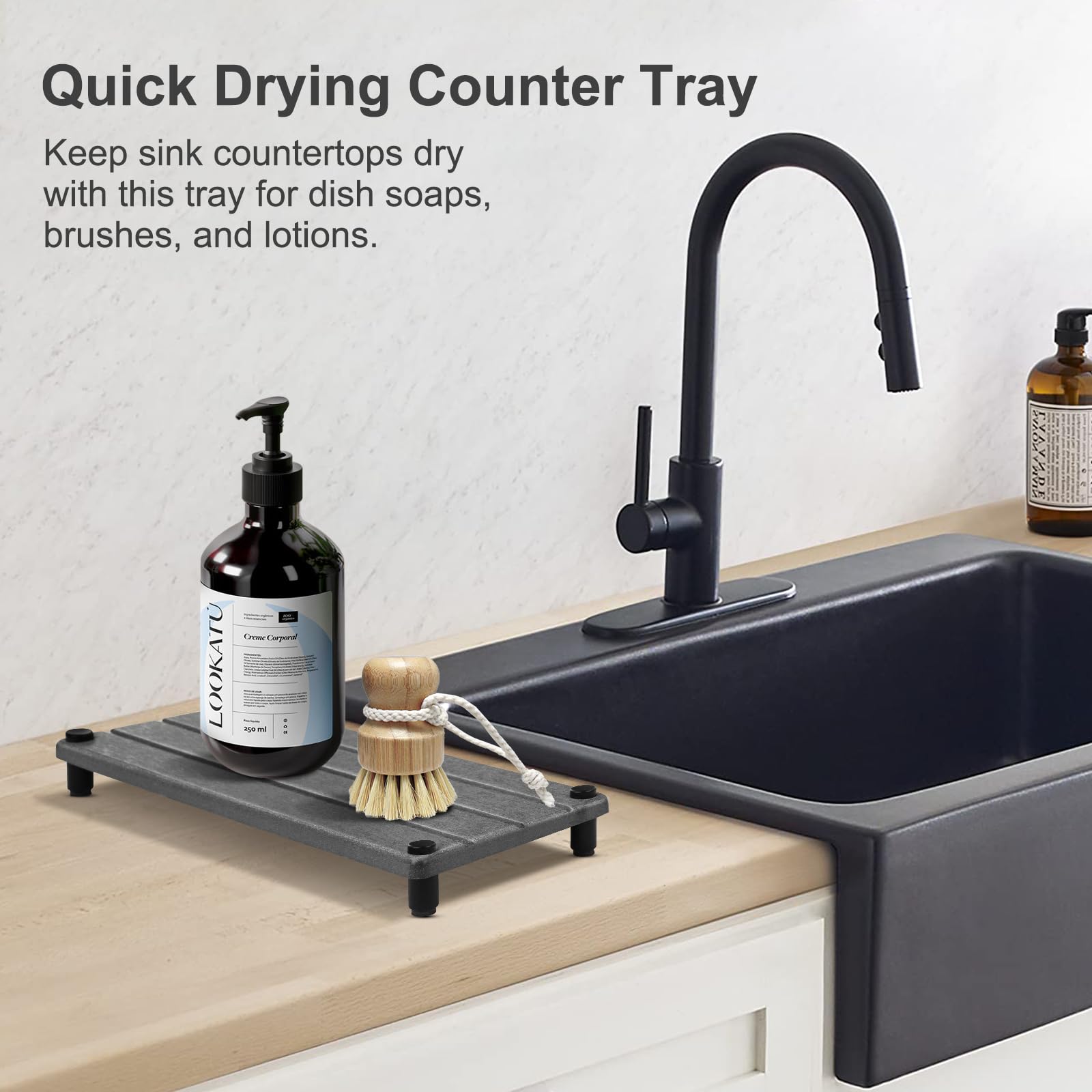 Drying Stone Tray for Kitchen & Bathroom Counter