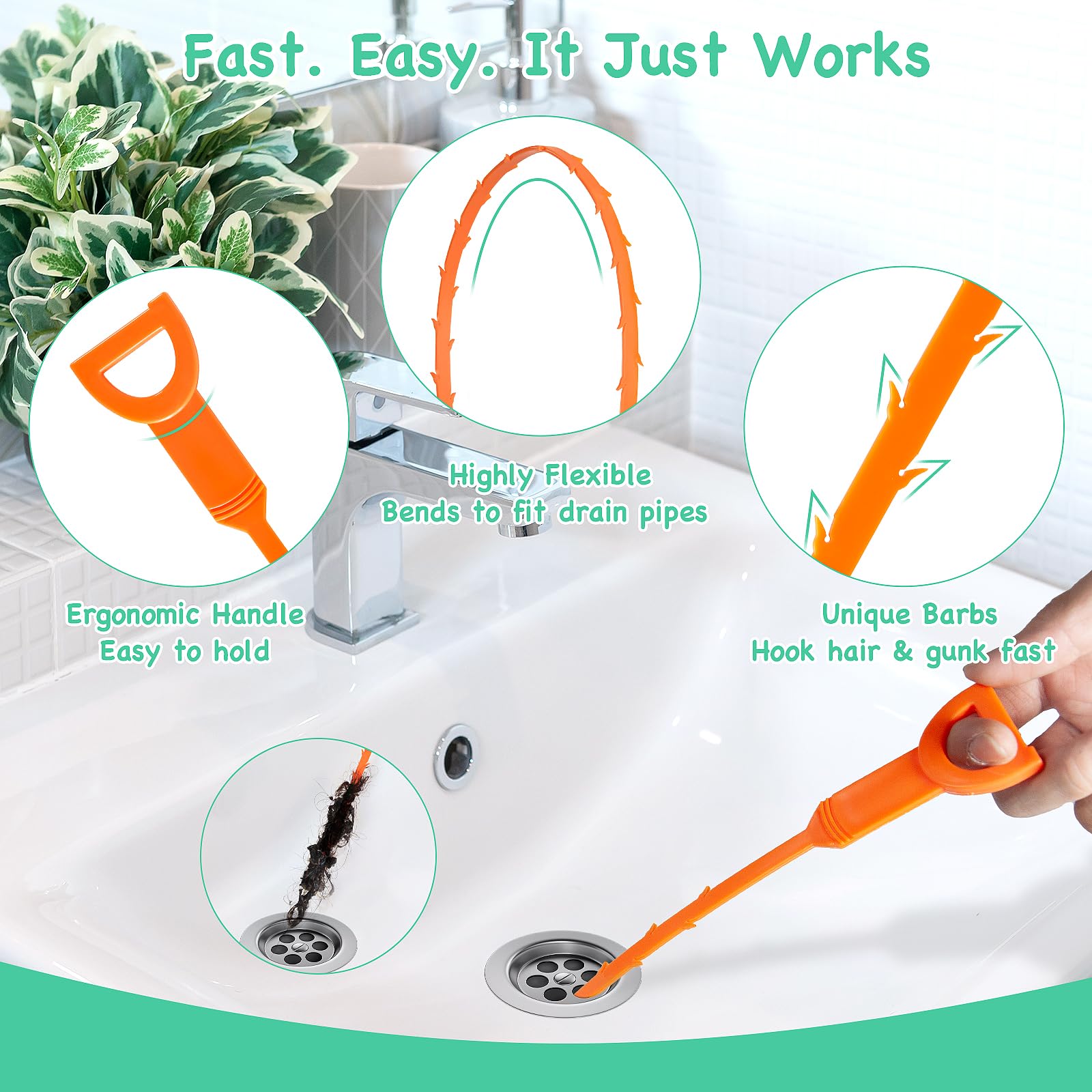 18PCS Drain Clog Remover Tool Set