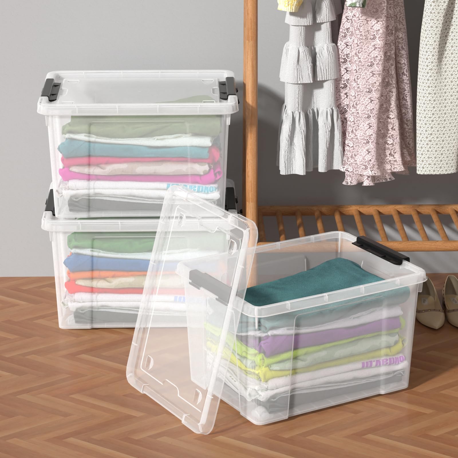 40 Quart Clear Latching Storage Bins with Wheels (4 Count)