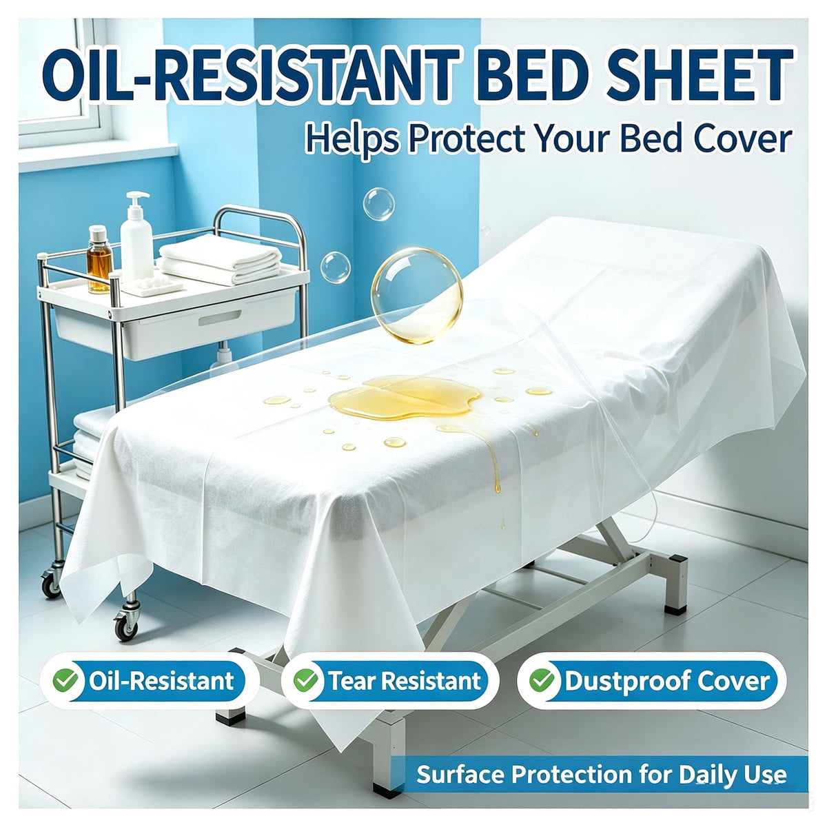 50 PCS Massage Table Sheets Disposable Spa Bed Cover 75"x31" Oil (50 Count)