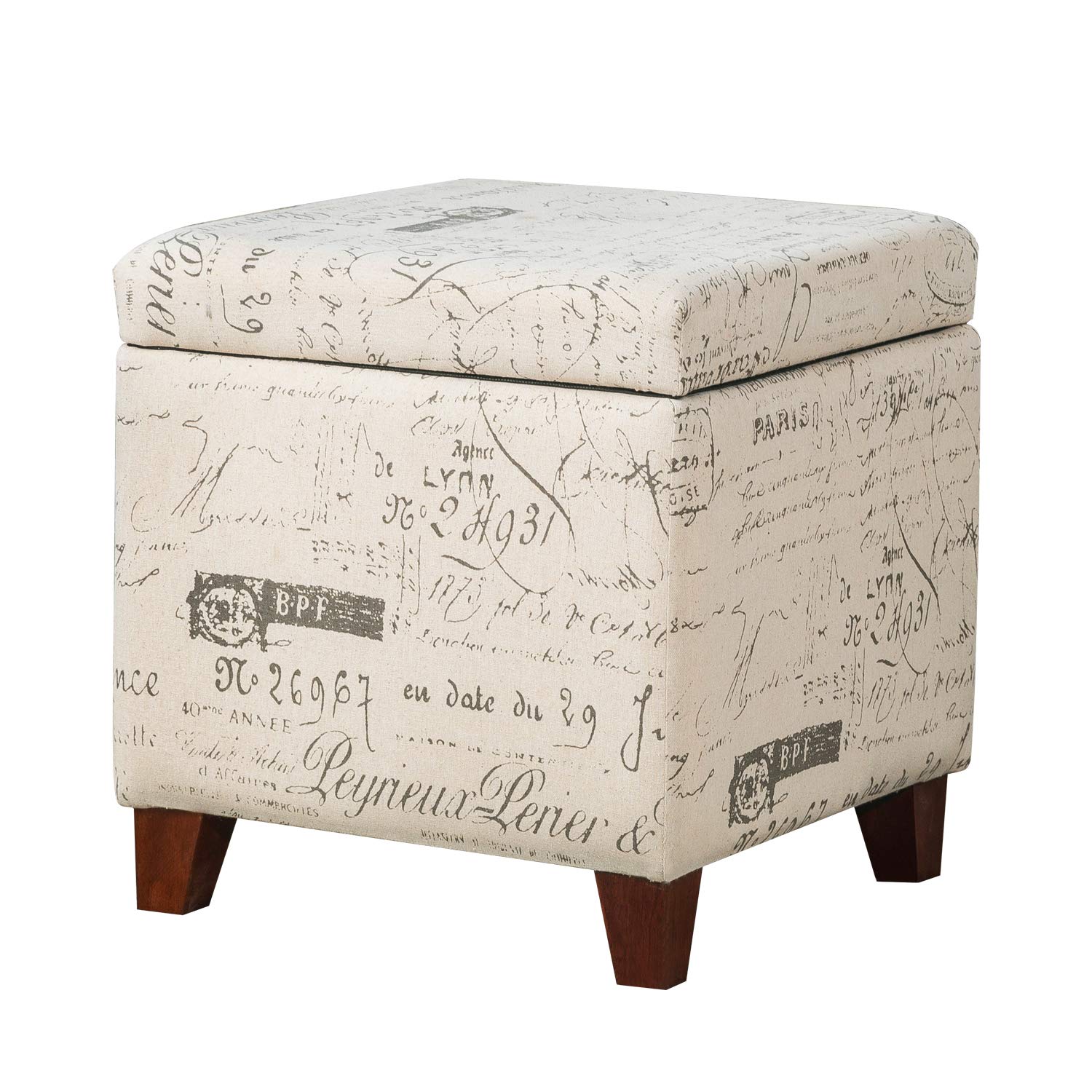 Fabric Script Pattern Cube Storage Footstool