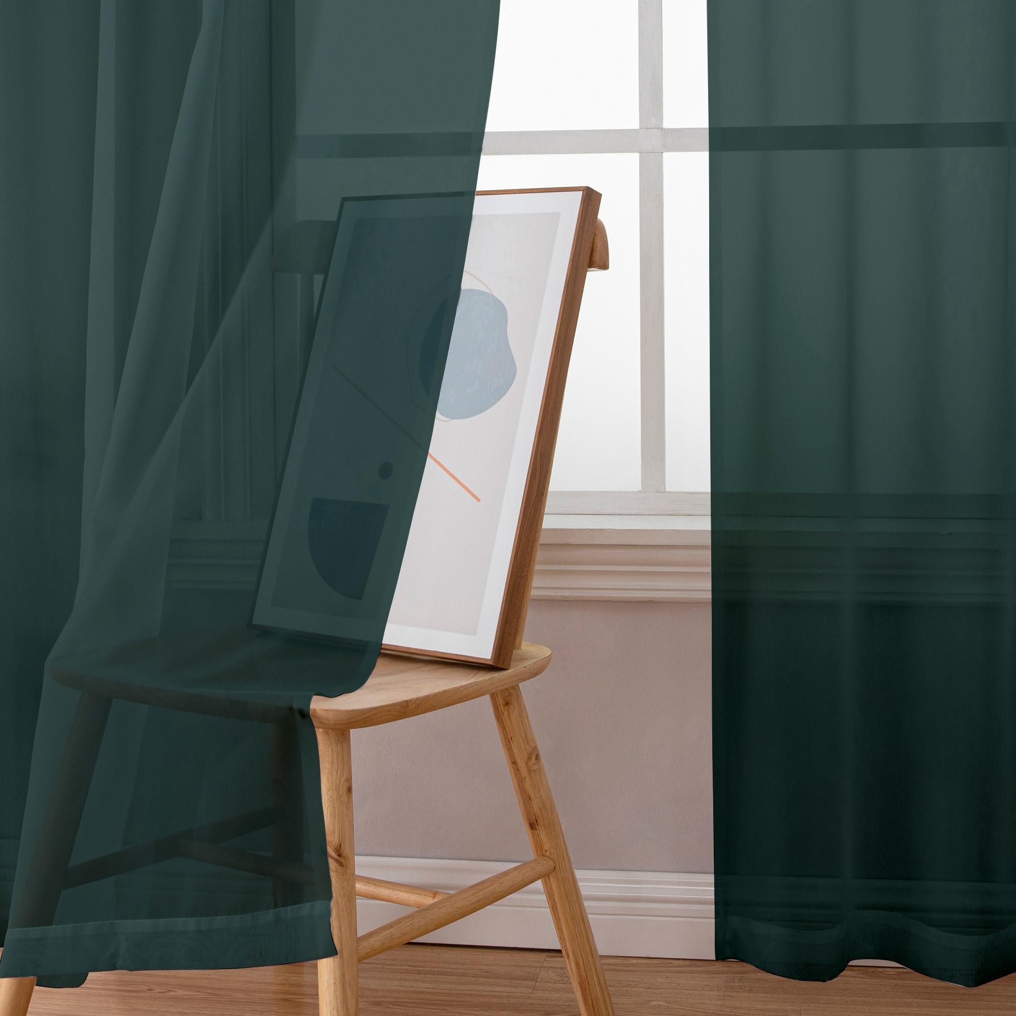 Hunter Green Sheer Curtains 96 inches Long 2 Panels (2 Count)