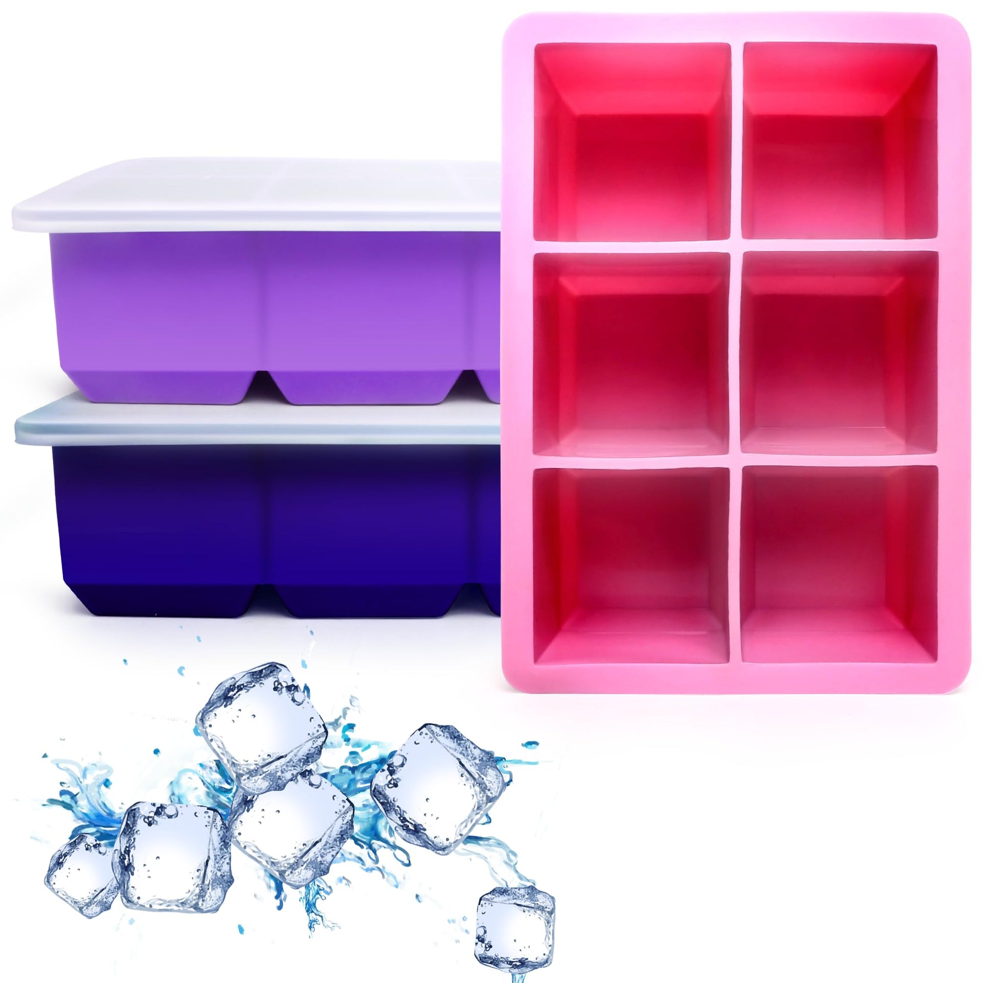 Silicone Ice Cube Trays 3 Pack (3 Count)