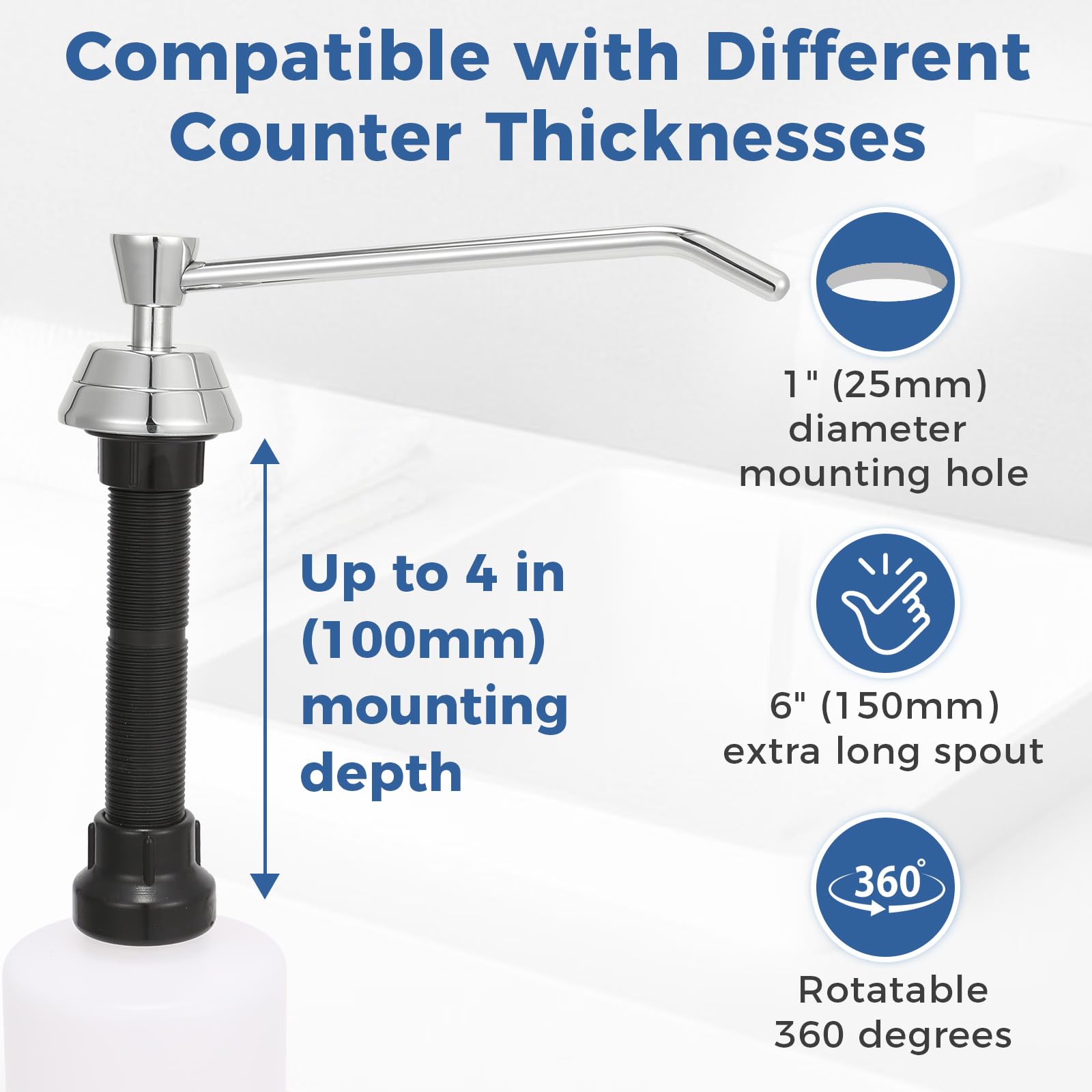Heavy Duty Brass Countertop Liquid Soap Dispenser