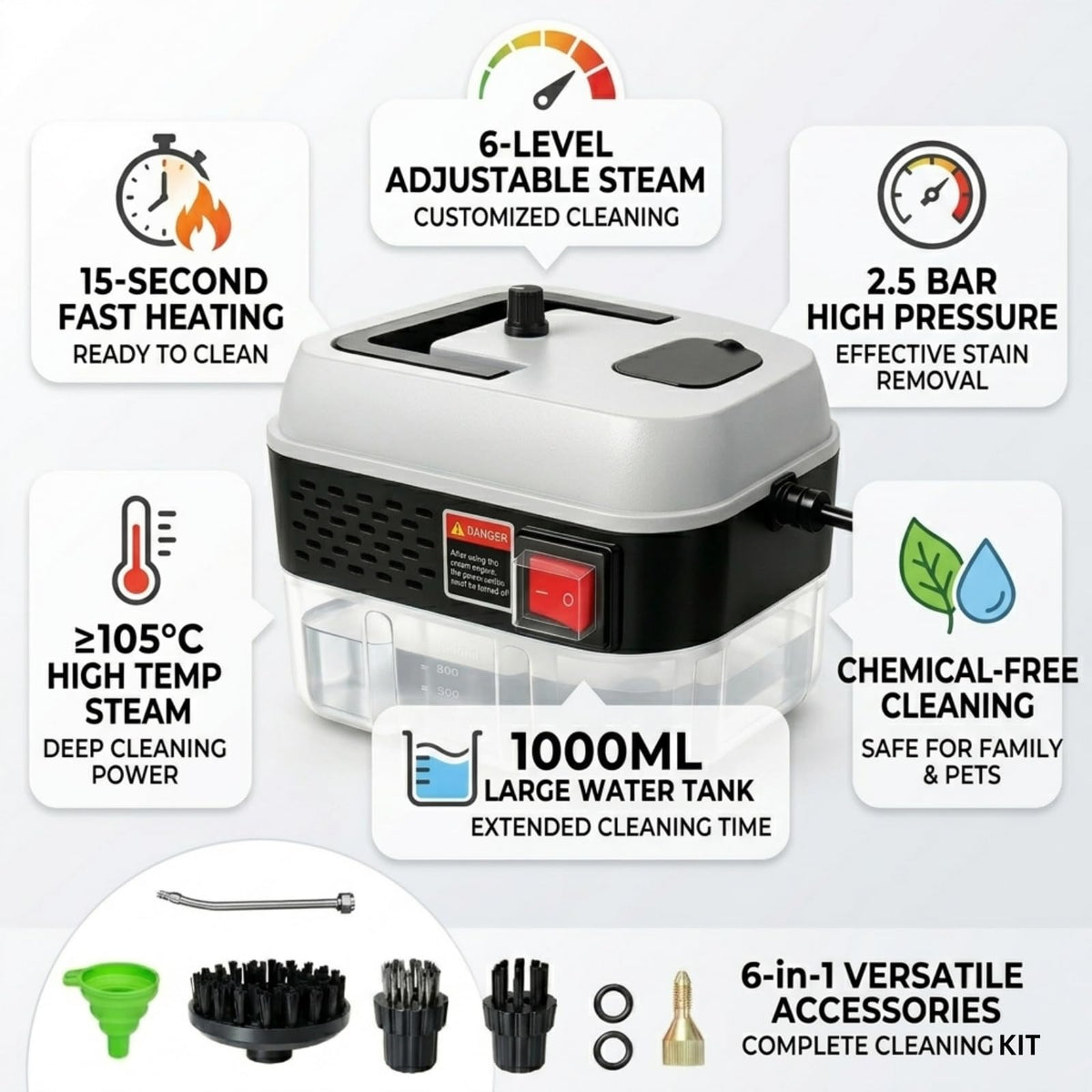 1200W Handheld Steam Cleaner for Home