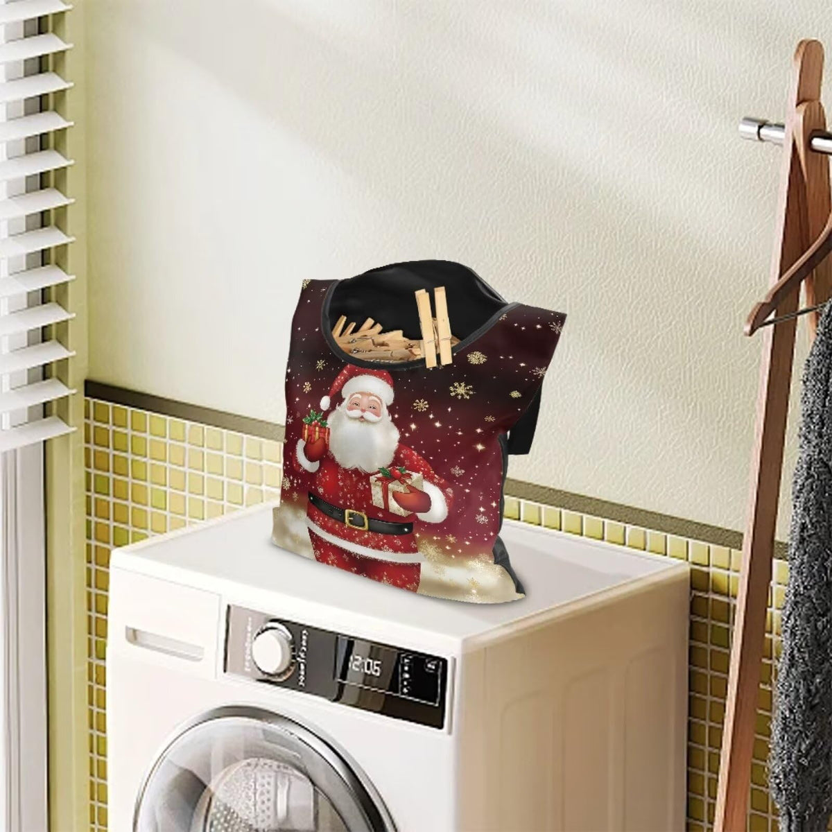 Christmas Santa Claus 2025 Waterproof Clothespin Pouch