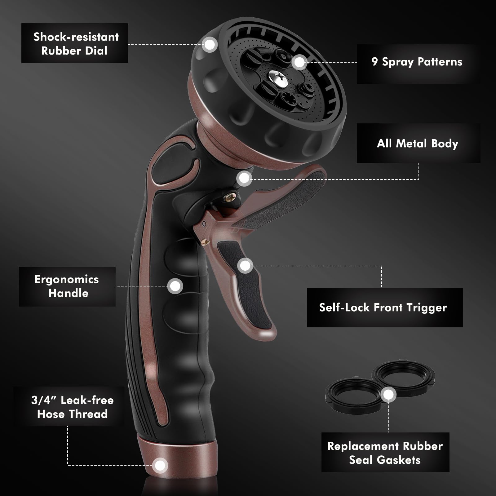 Hose Nozzle with Easy Self