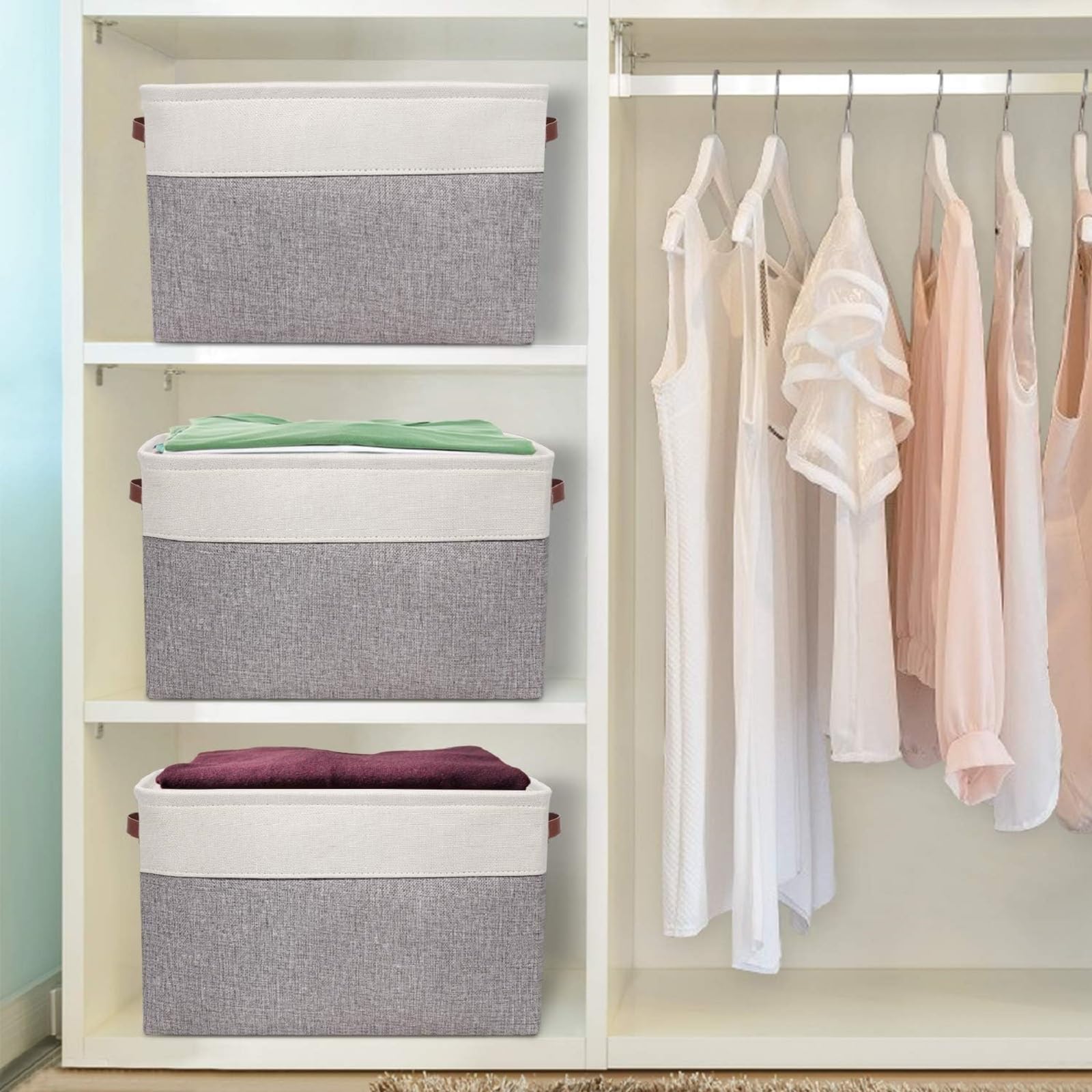Fabric Storage Baskets for Shelves (4 Count)