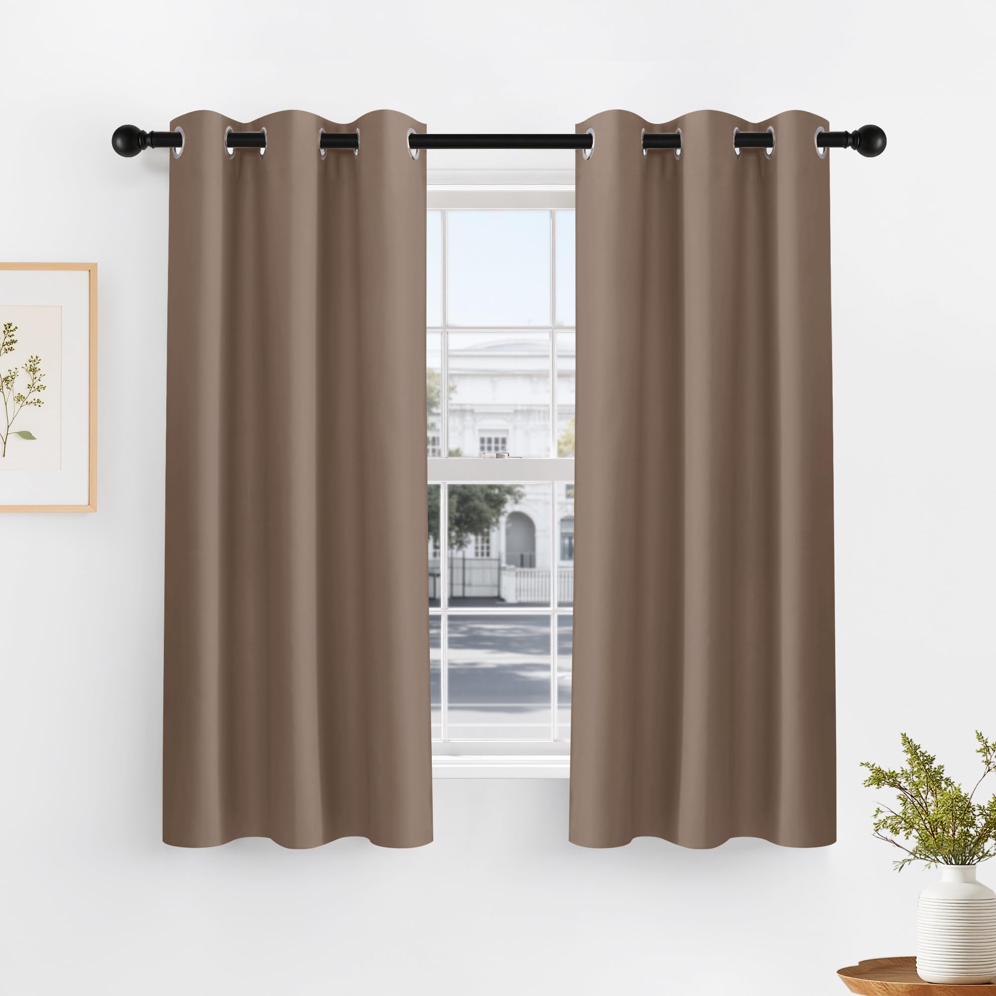 Dark Brown Blackout Curtains for Living Room 2 Panels