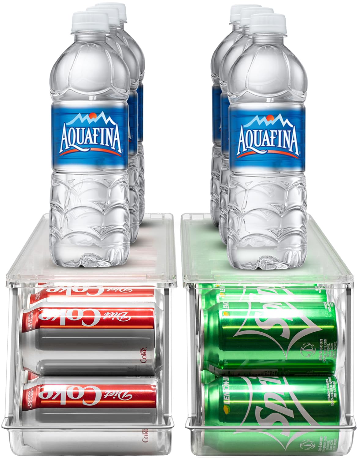 Soda Can Organizer for Refrigerator Stackable Can Holder Dispenser with Lid for Fridge (2 Count)