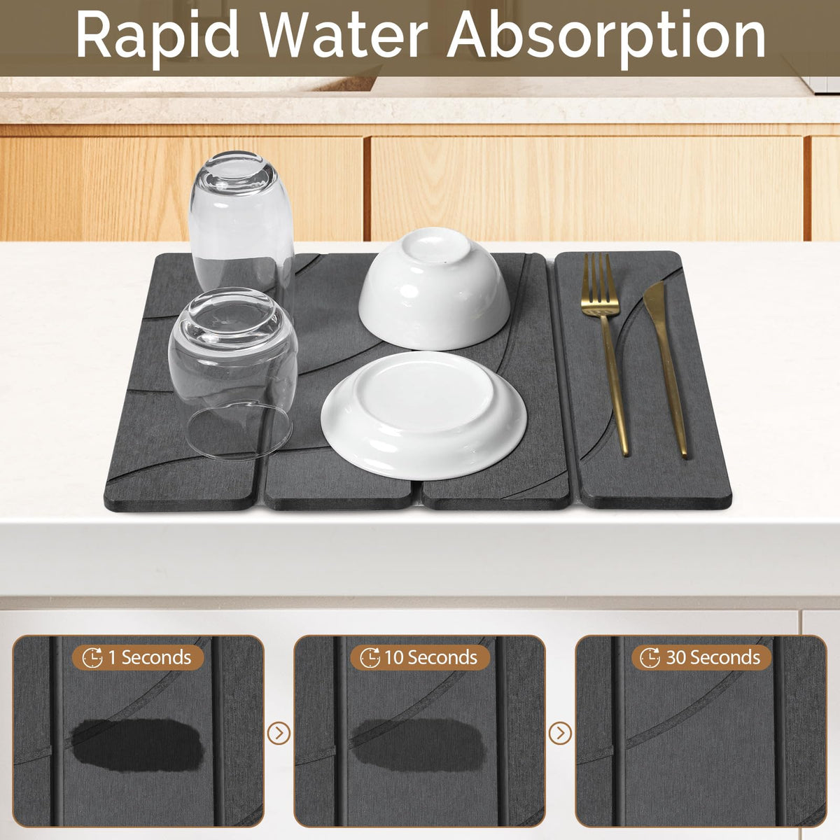 Small Stone Dish Drying Mat for Kitchen Counter (2 Count)