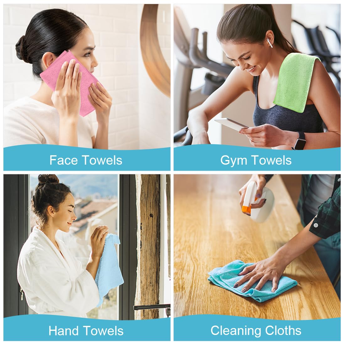 Wash Cloths Face Towels 12x12 Inch 10 Pack (10 Count)