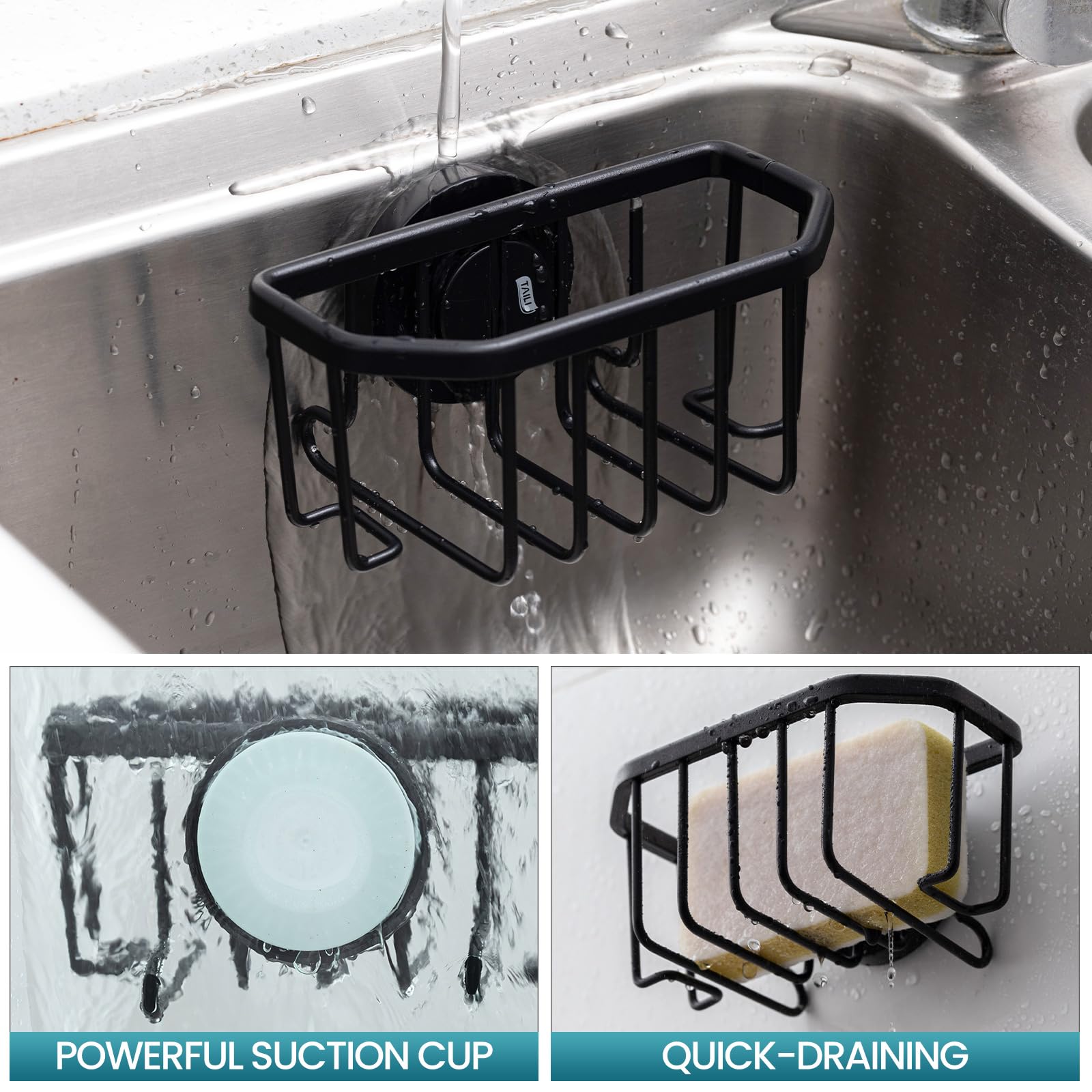 Sponge Holder for Kitchen Sink with Suction Cup