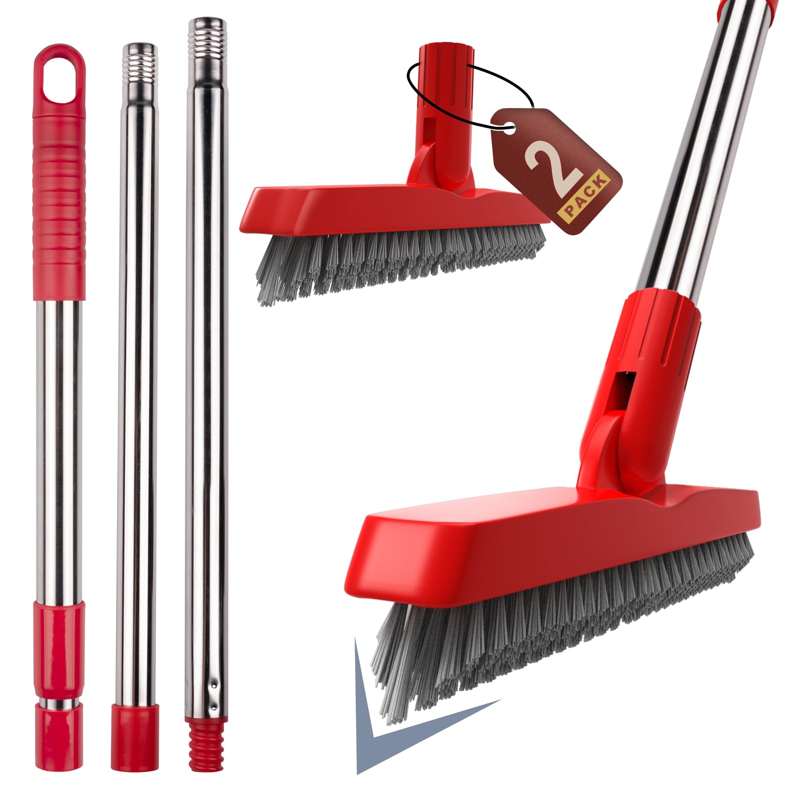 2 Pack Grout Brush with Long Handle (2 Count)