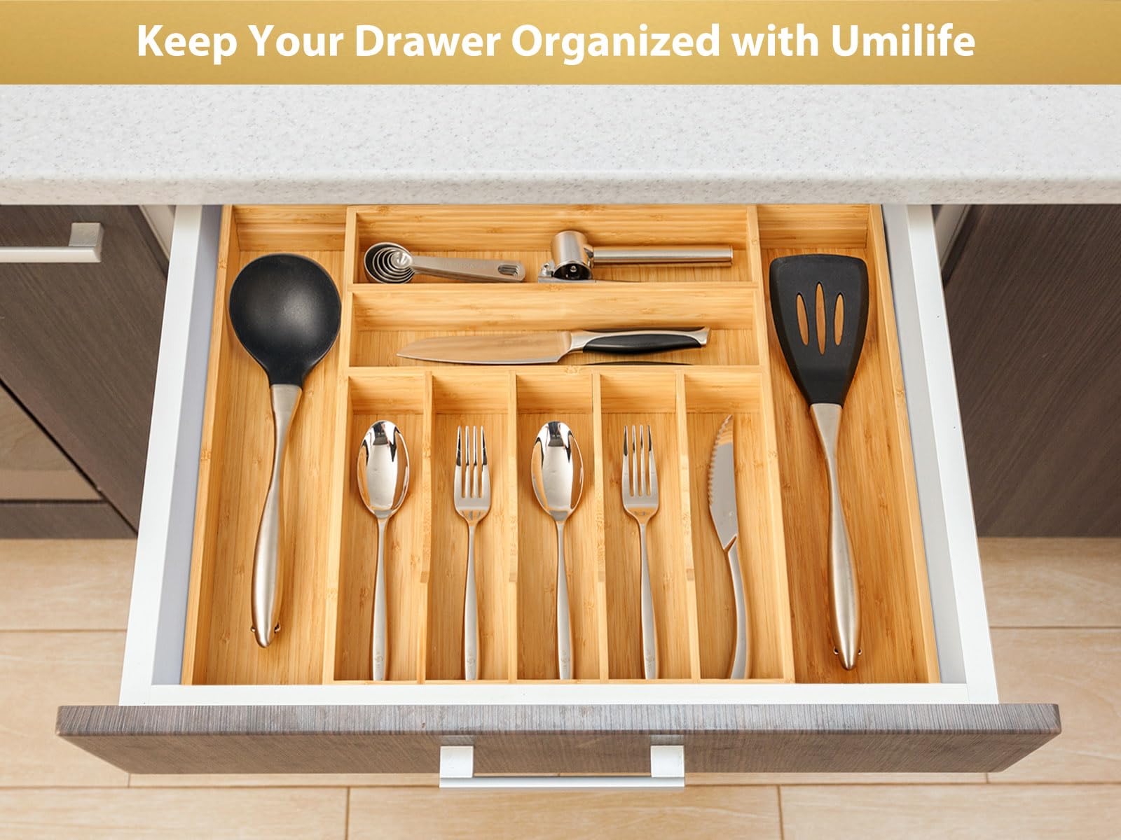 Large Expandable Kitchen Silverware Utensils Drawer Organizer