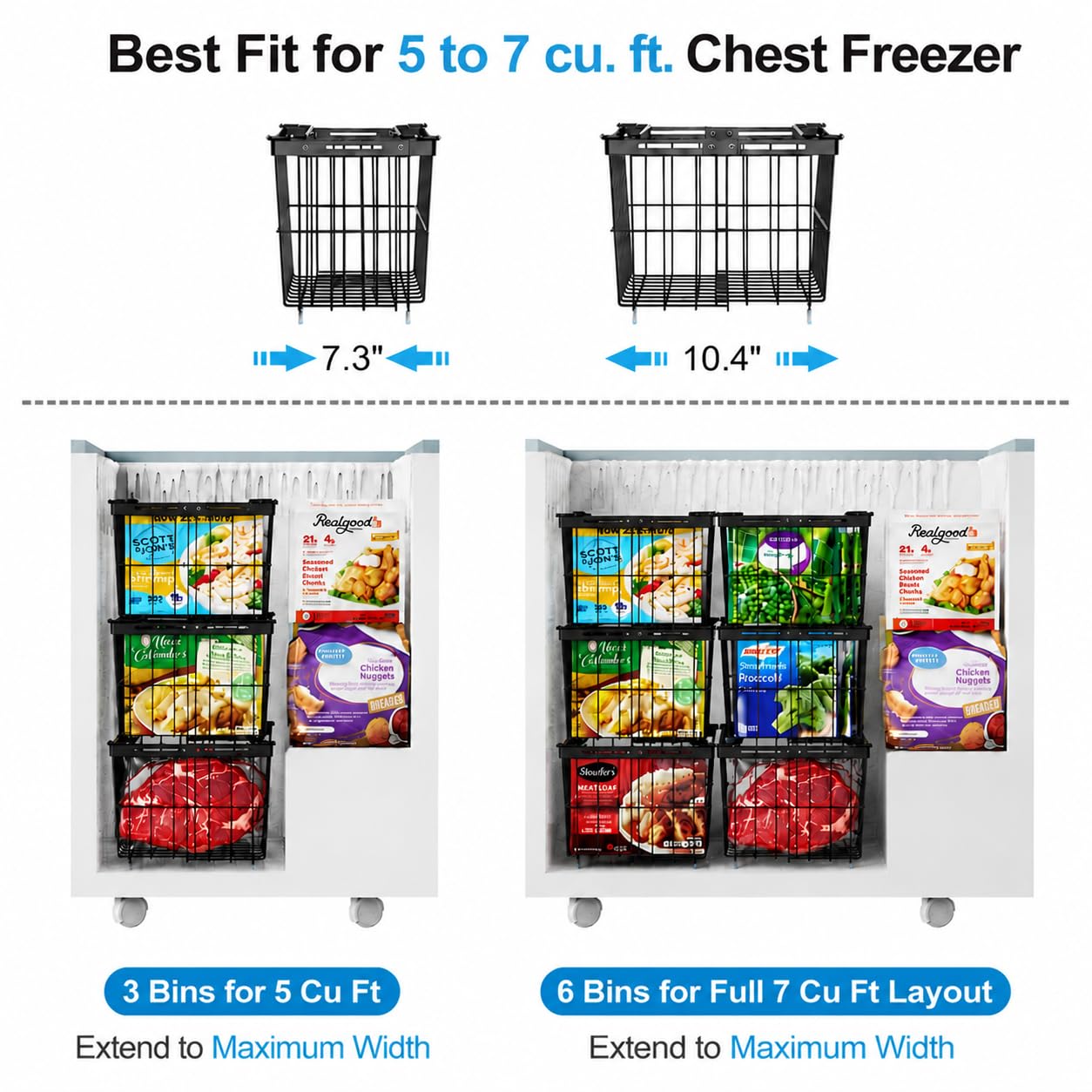 Deep Freezer Organizer Bins (6 Count)