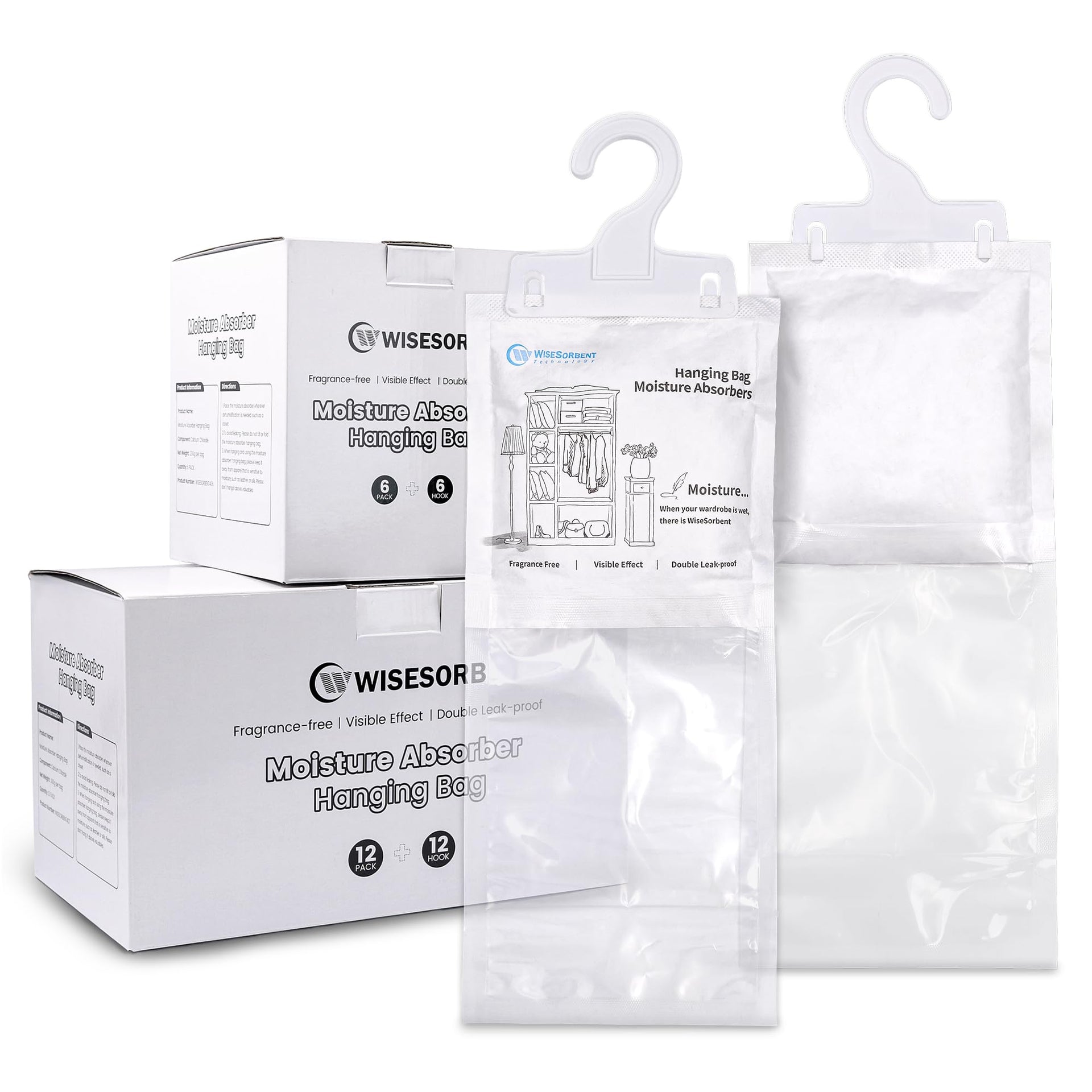 Moisture Absorber Hanging Bags 6 Pack (7.0548 Ounce)