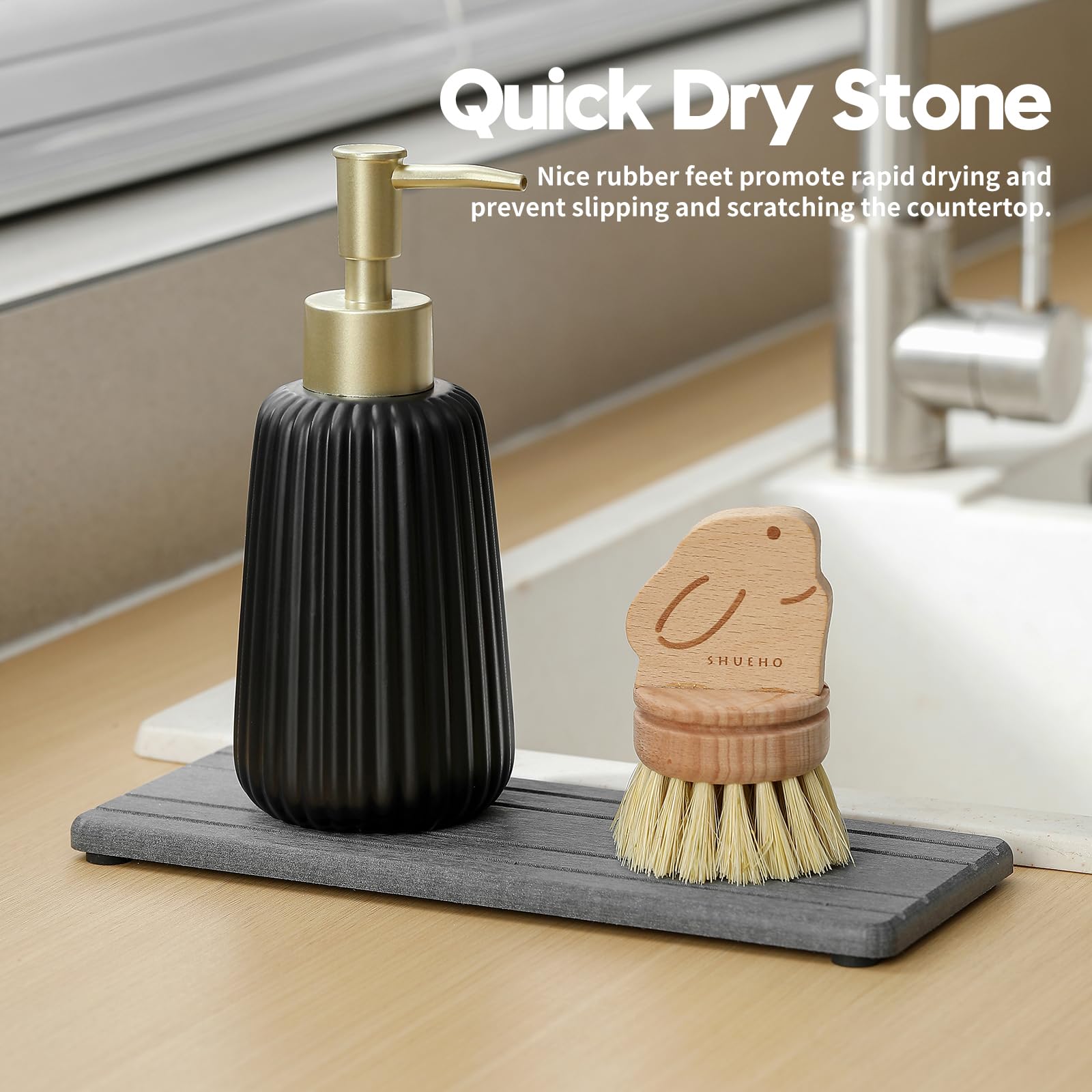 2PCS Diatomite Quick Stone Drying Tray Mat For Bathroom & Kitchen Counter (2 Count)
