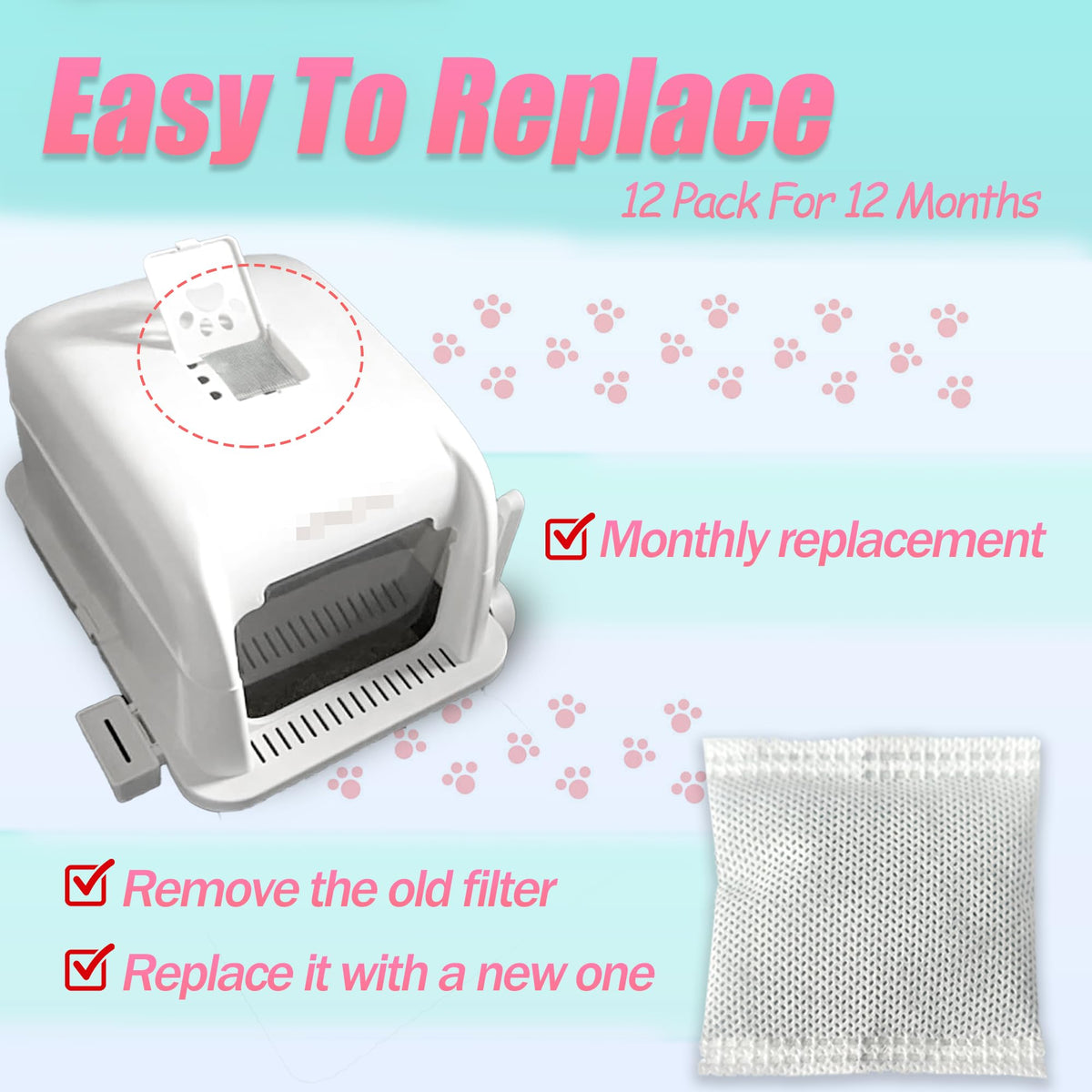 12 Pack Universal Odor Eliminator for Hooded Cat Litter Box (12 Count)