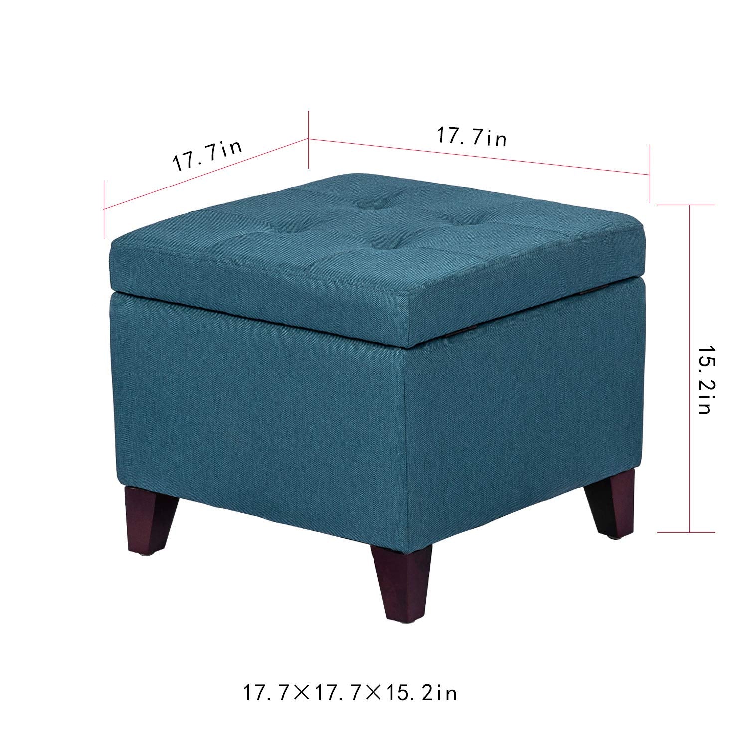 Square Fabric Storage Ottoman with Tufted Flip Top