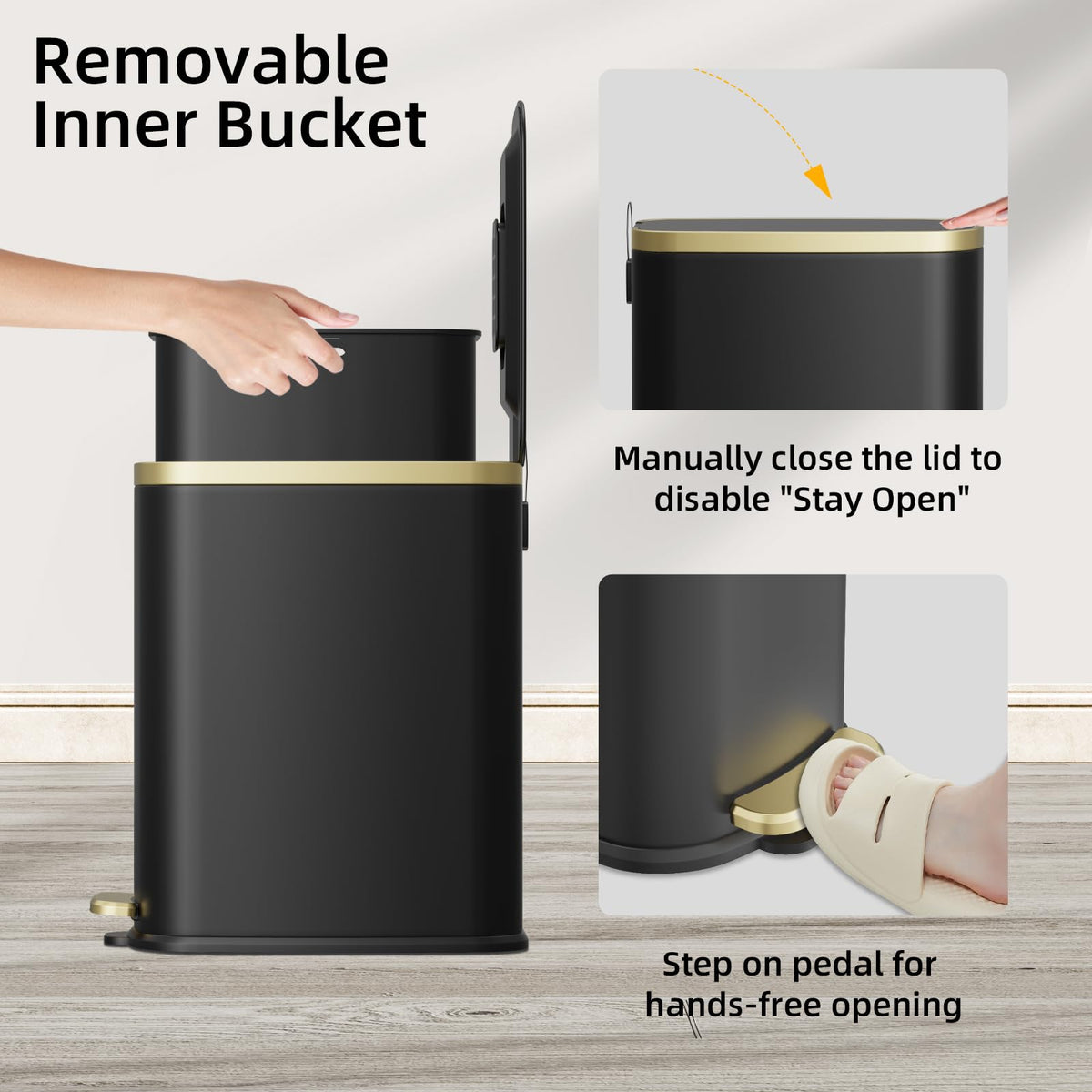 Small Bathroom Trash Can with Lid Soft Close (60 Count)