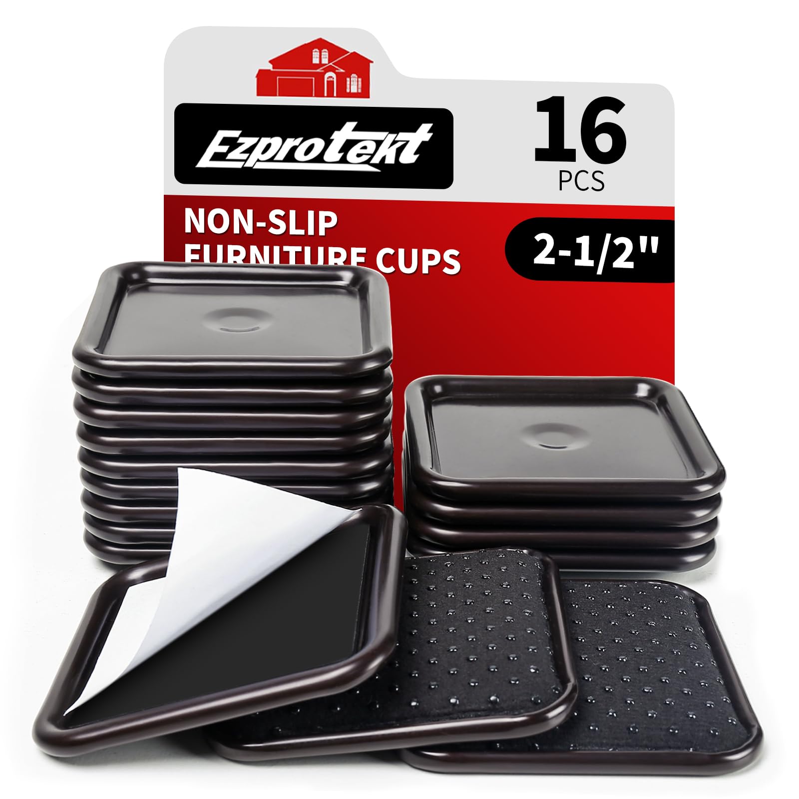2.5" Square Non Slip Furniture Pads to Prevent Floor Scratches (16 Count)