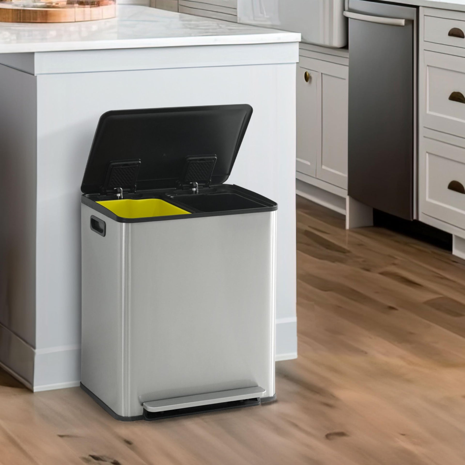 Dual Trash Can with Lid (2 Count (25L each))