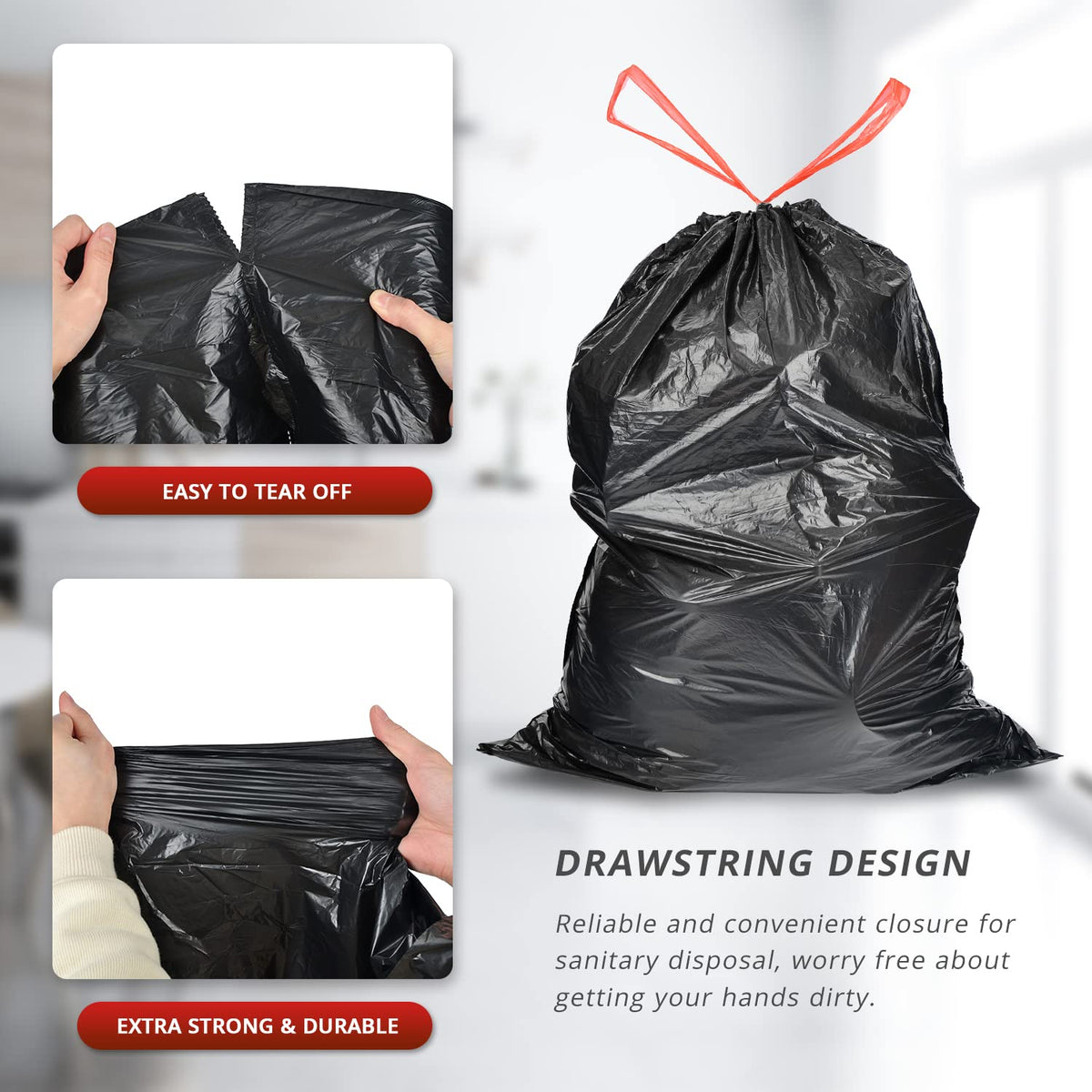 15 Gallon Drawstring Trash Bags (102 Count)