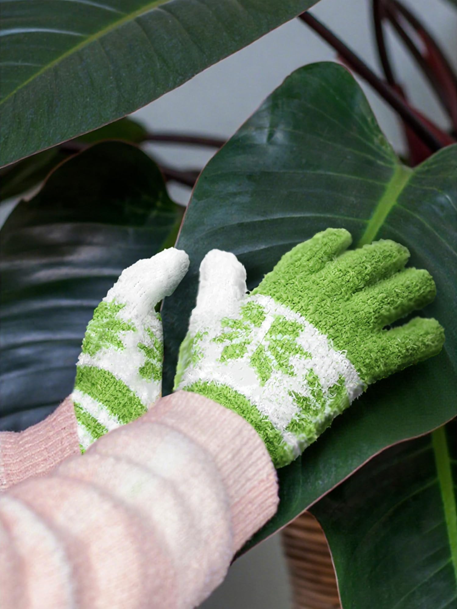 3 Pairs Microfiber Dusting Gloves for Plants Leaf (3 Count)