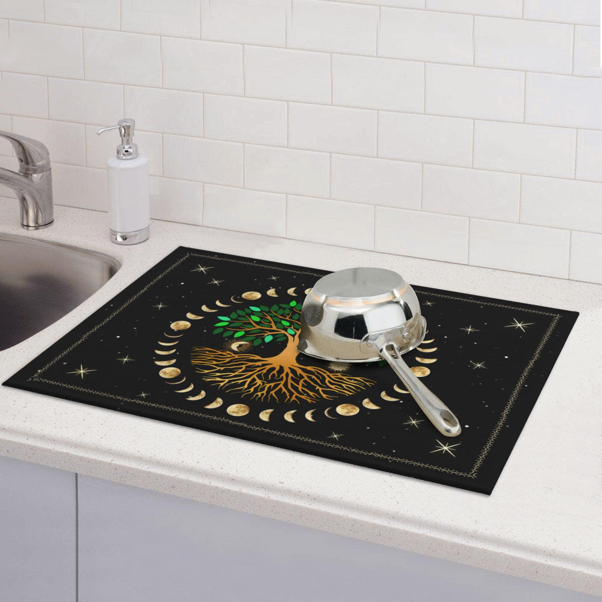 Black Microfiber Dish Drying Mat for Kitchen Counter 18"x24"