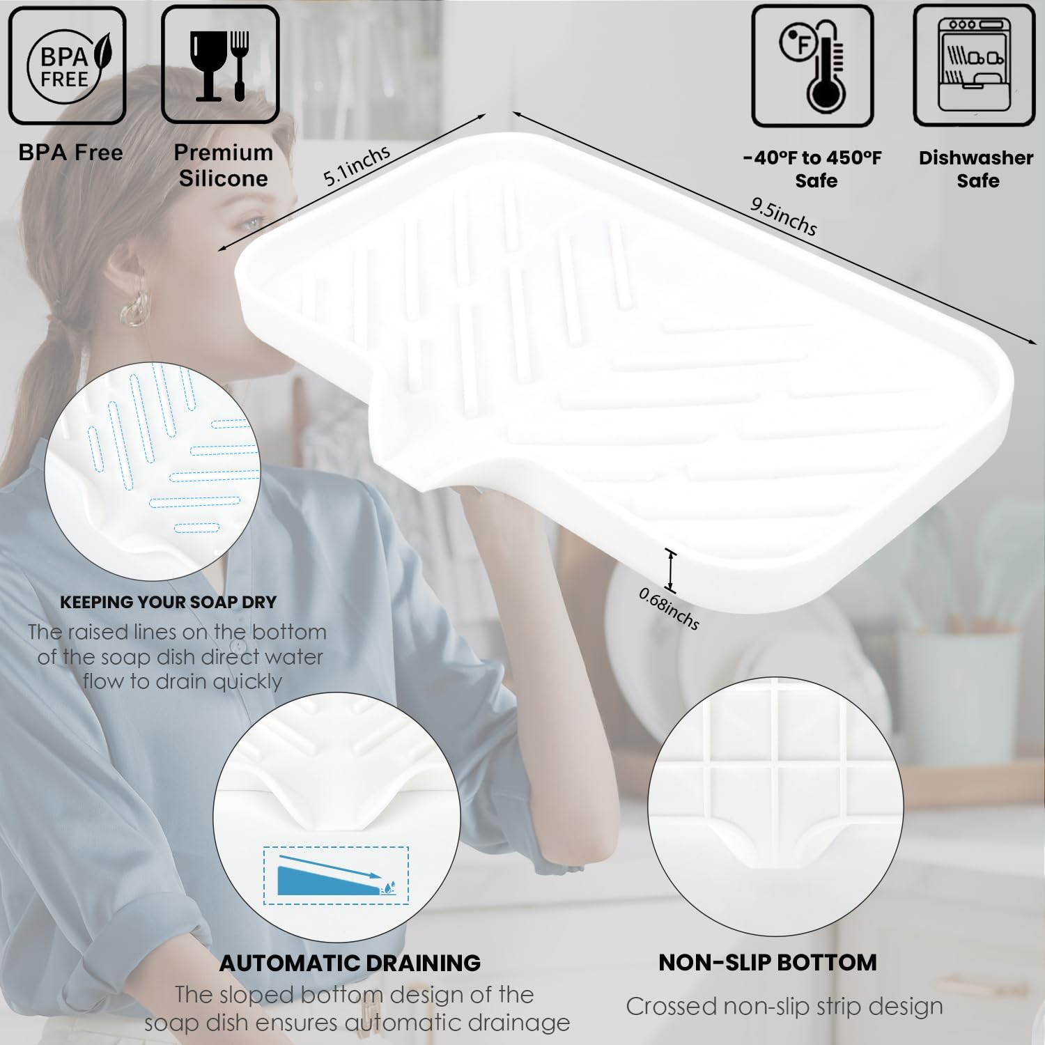 Silicone Bathroom Soap Dishes (5.6 Ounce)