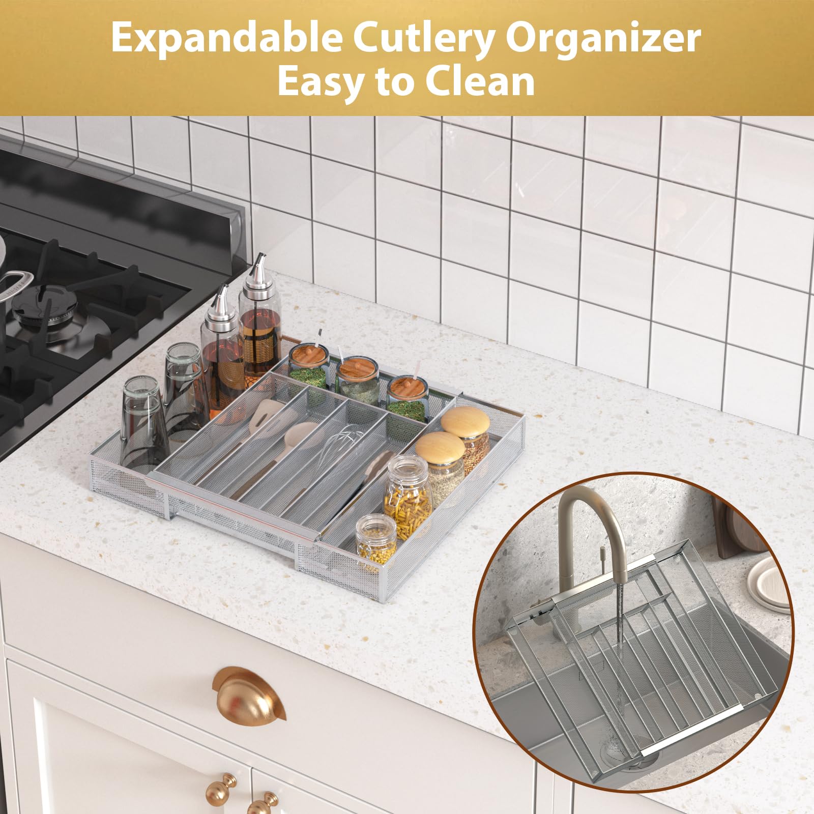 Silverware Organizer Metal Mesh