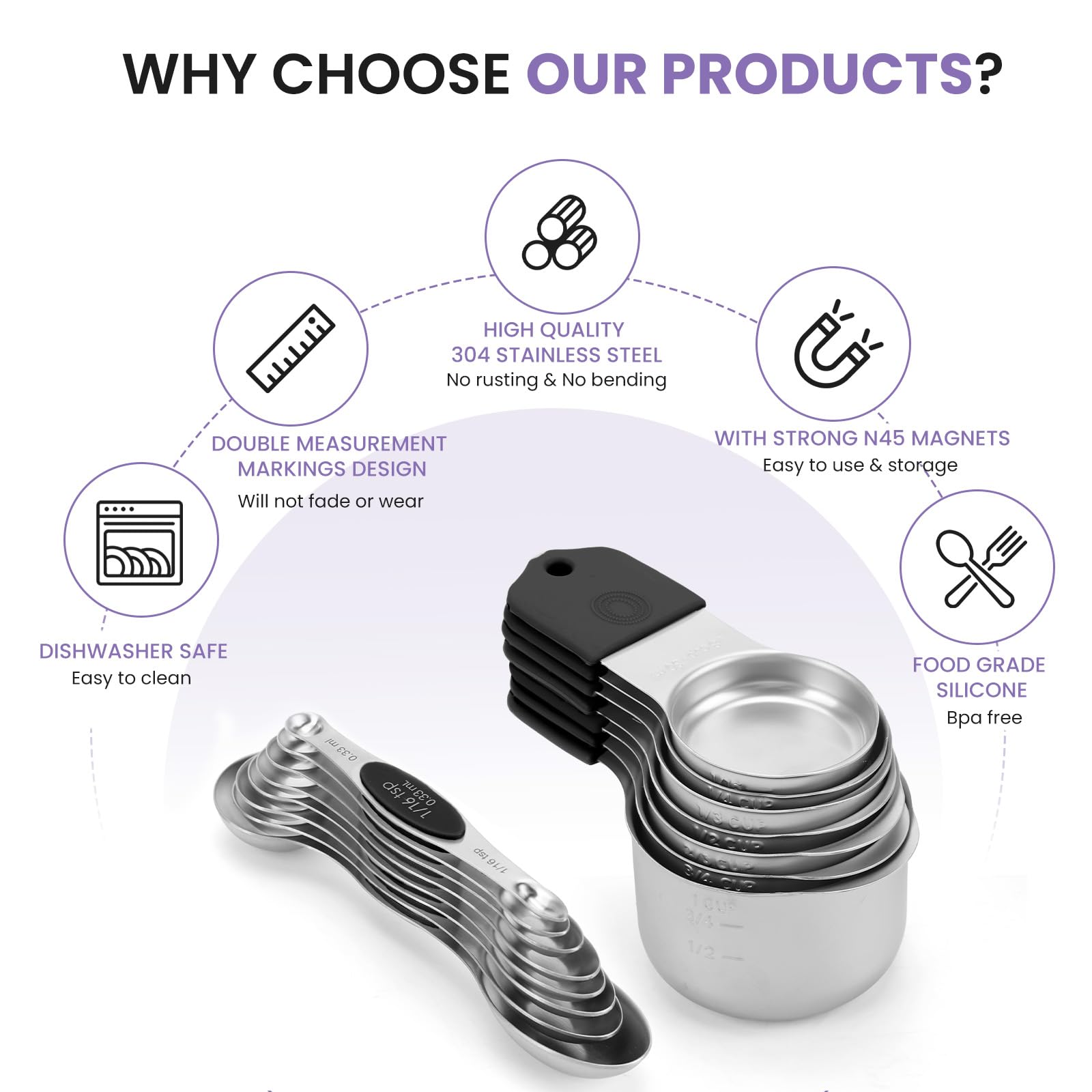Magnetic Measuring Cups and Spoons Set