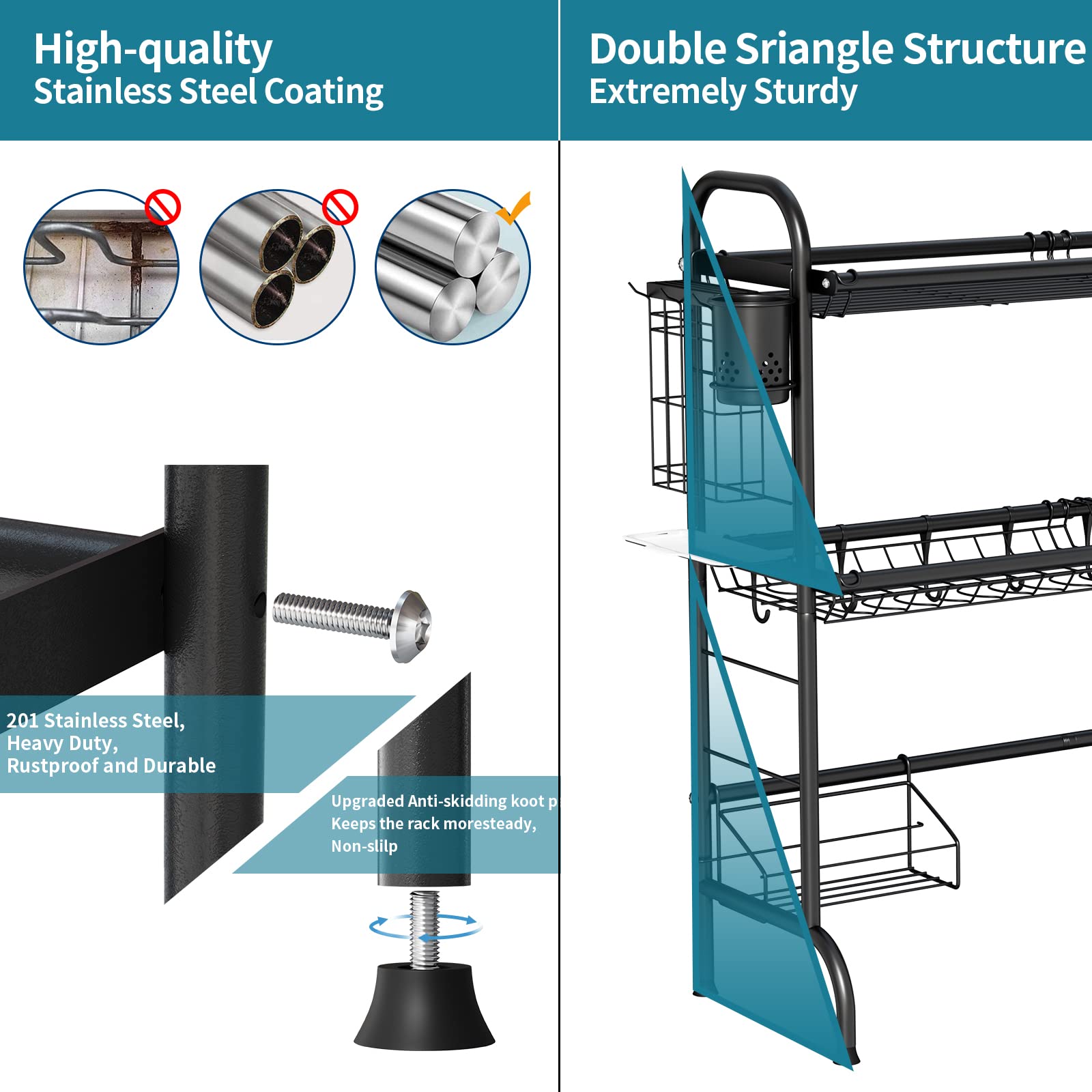 3 Tier Over The Sink Dish Drying Rack