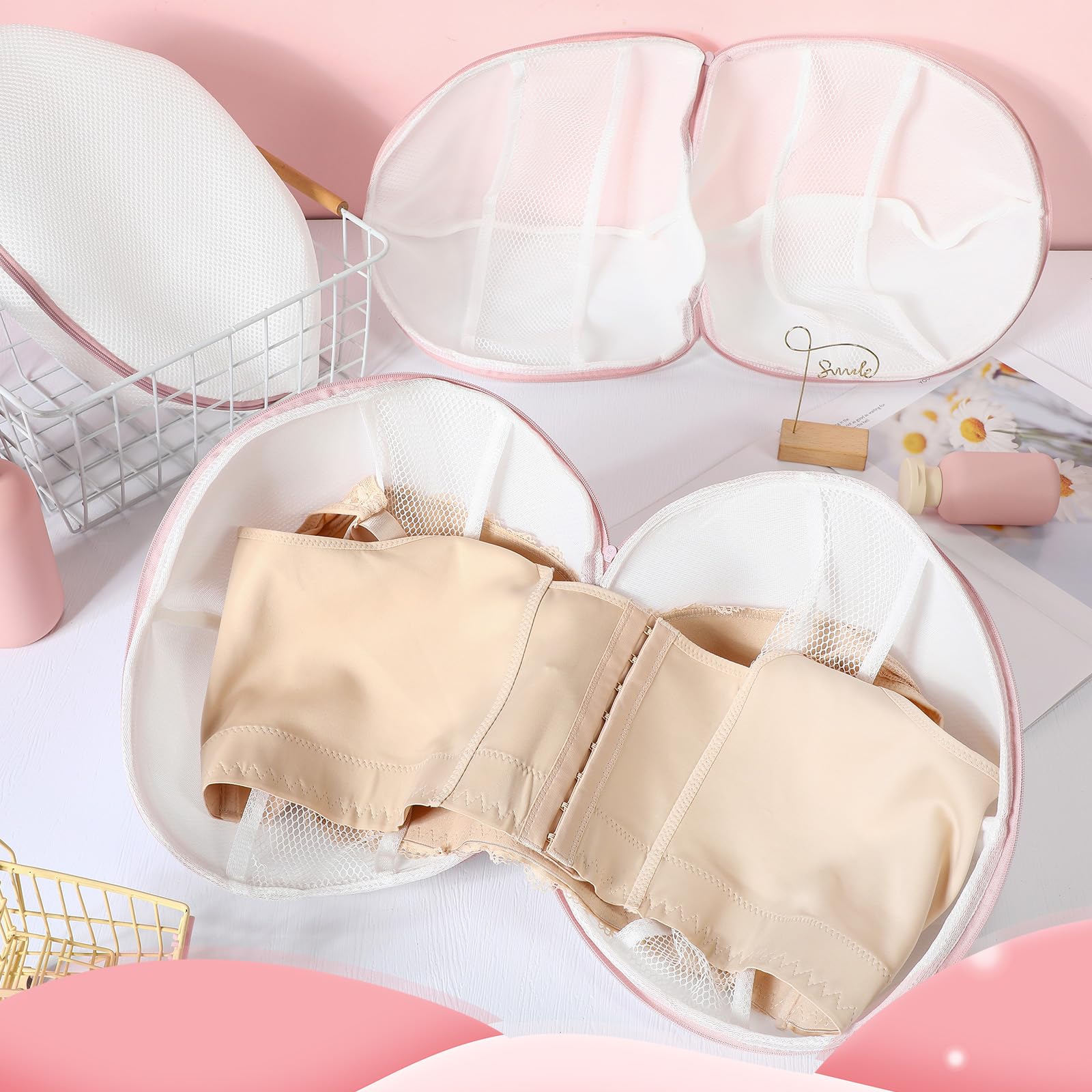 6 Pcs Bra Washing Bag for Laundry Storage Women 11.81 Inch Pink (6 Count)