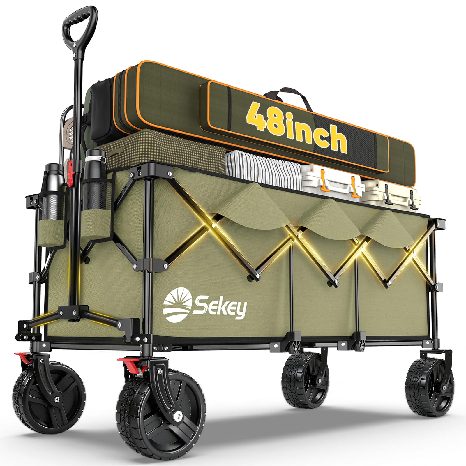 48''L Collapsible Foldable Extended Wagon with 660lbs Weight Capacity