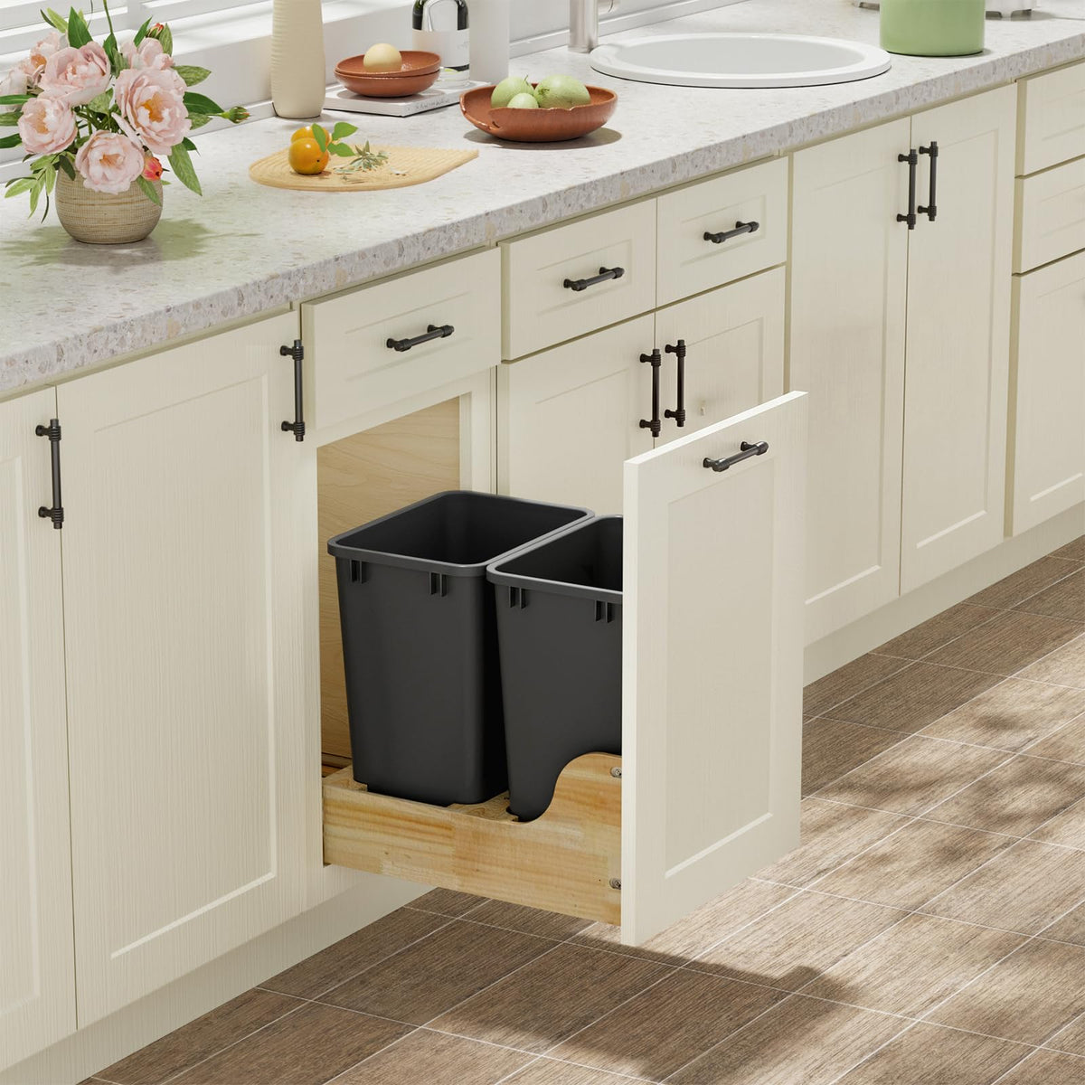 35 Quart Plastic Trash Can (2 Count)