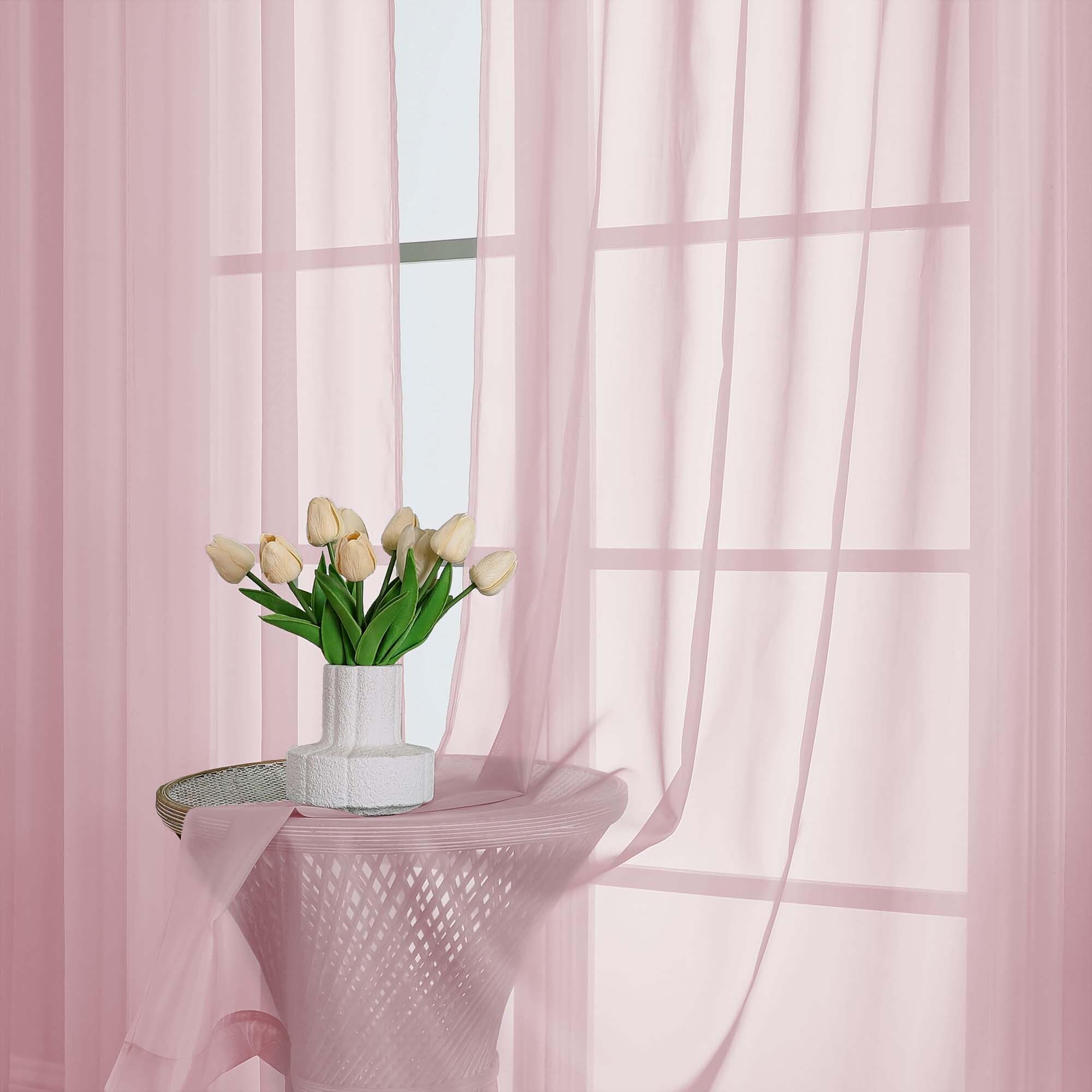 Blush Pink Sheer Curtains 63 Inches Long 2 Panels (2 Count)