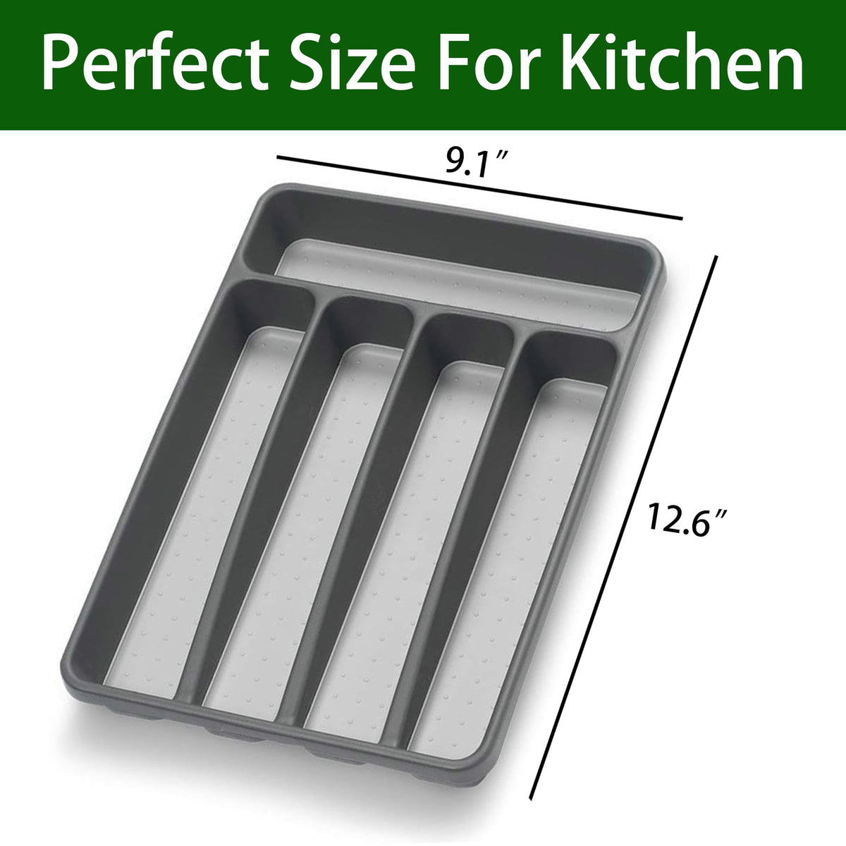 Silverware Organizer 2 Pieces Utenisl Organizer Holder Kitchen Drawer Organizer Plastic Silverware Tray for Drawer Flatware Organizer 5 Compartment Black (2 Count)