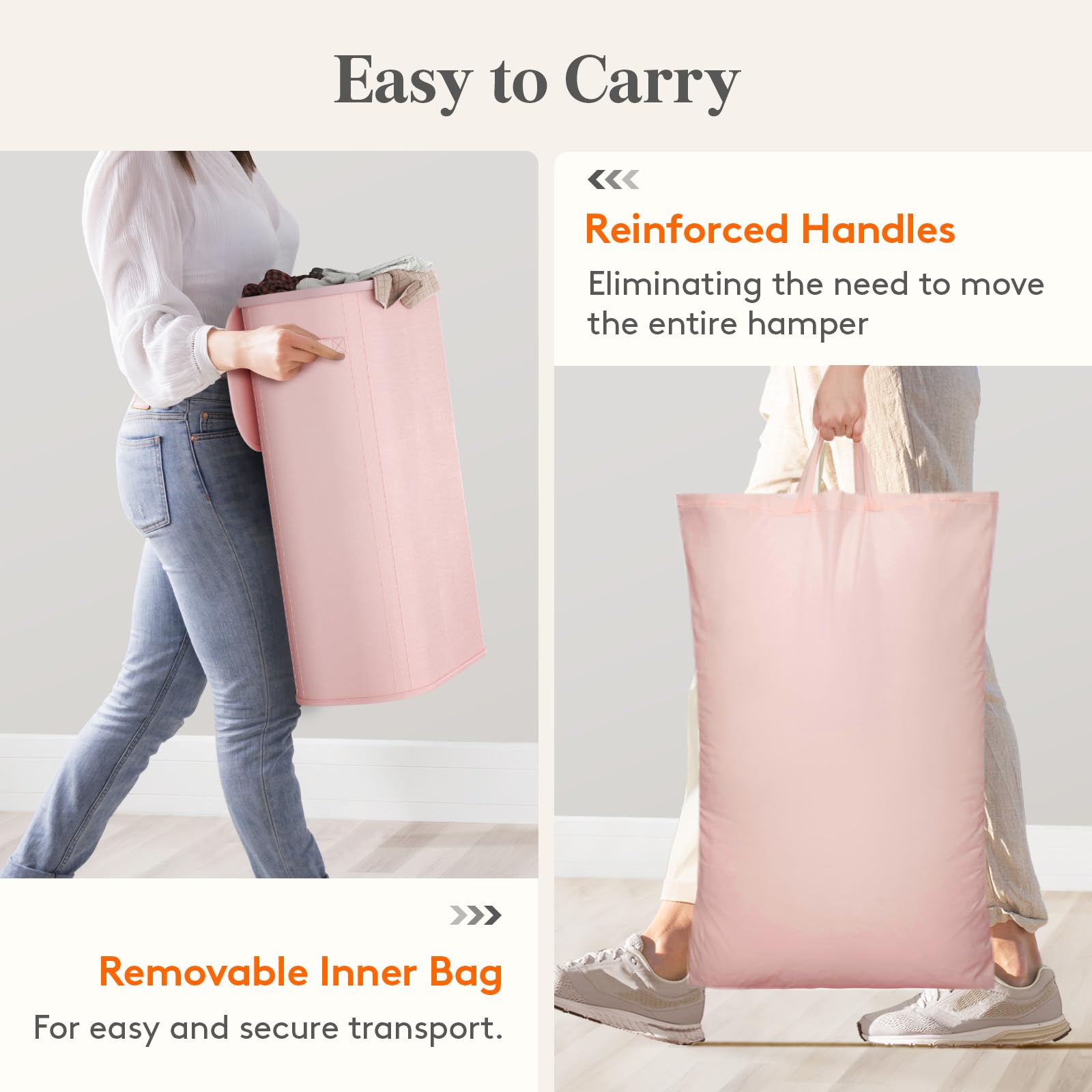 Slim Laundry Basket with Lid and Removable Bag