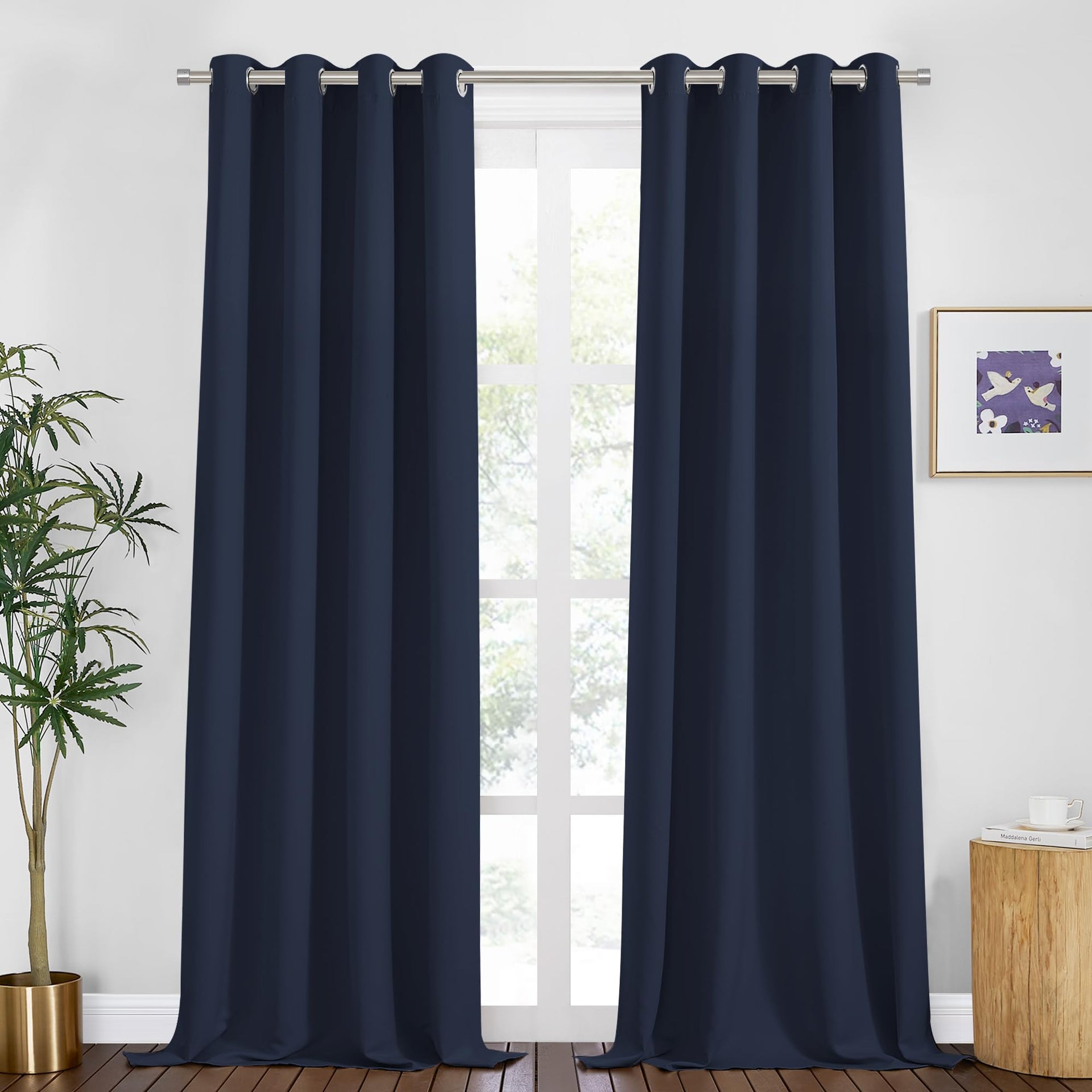 Navy Blue 94 Inch Long Blackout Curtains for Living Room Window (2 Count)