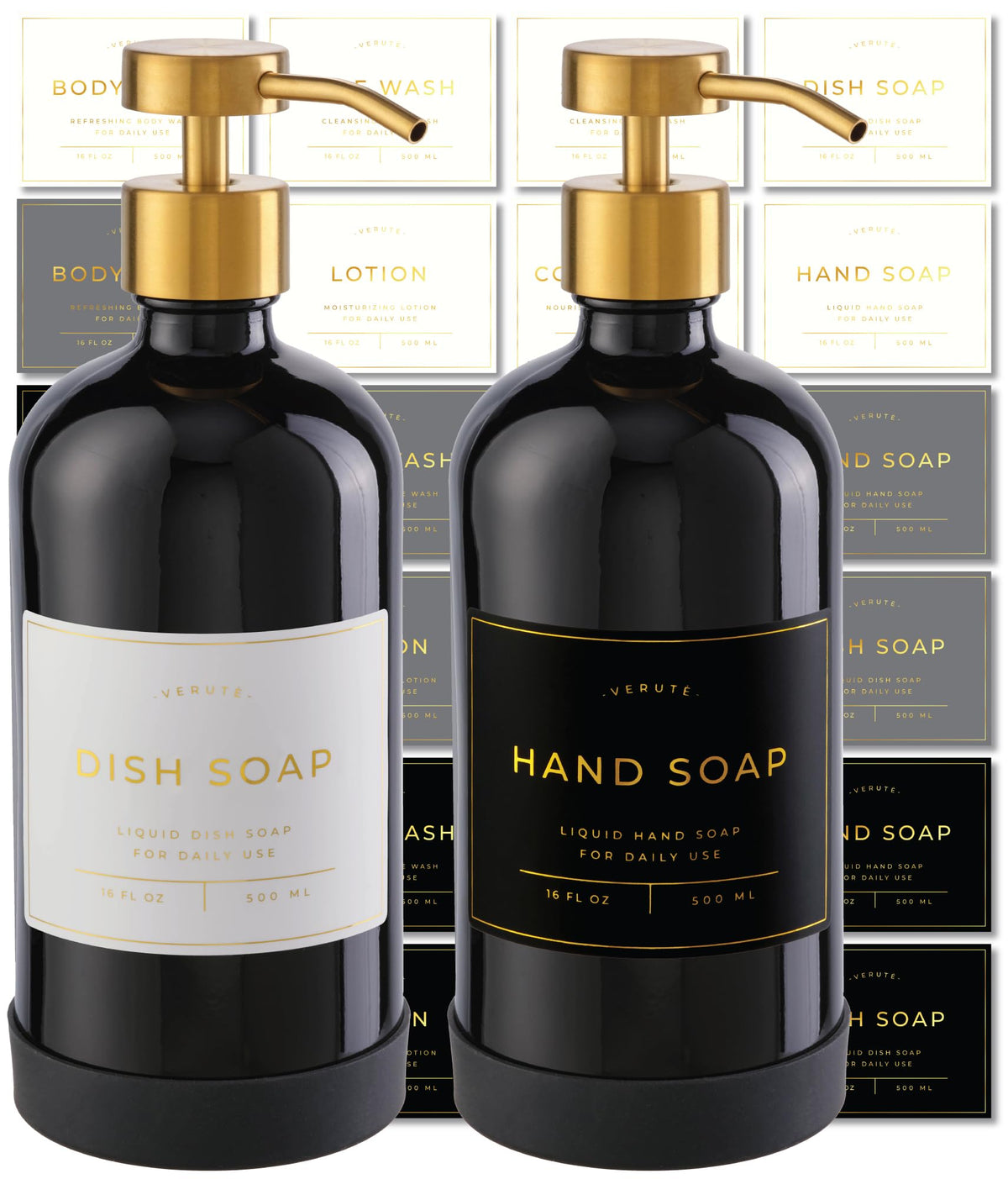 Hand and Dish Soap Dispenser for Kitchen and Bathroom (2 Count)