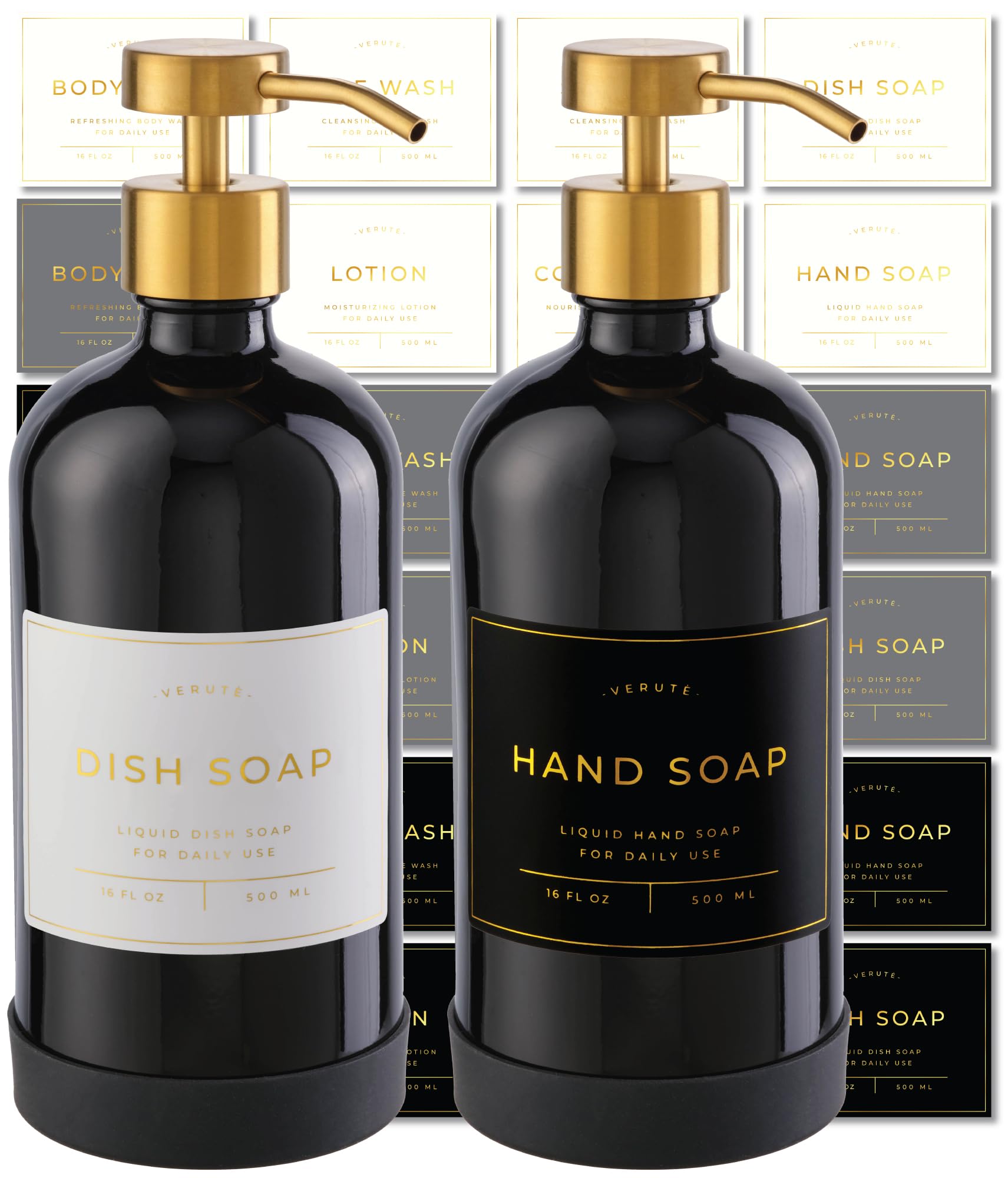 Hand and Dish Soap Dispenser for Kitchen and Bathroom (2 Count)