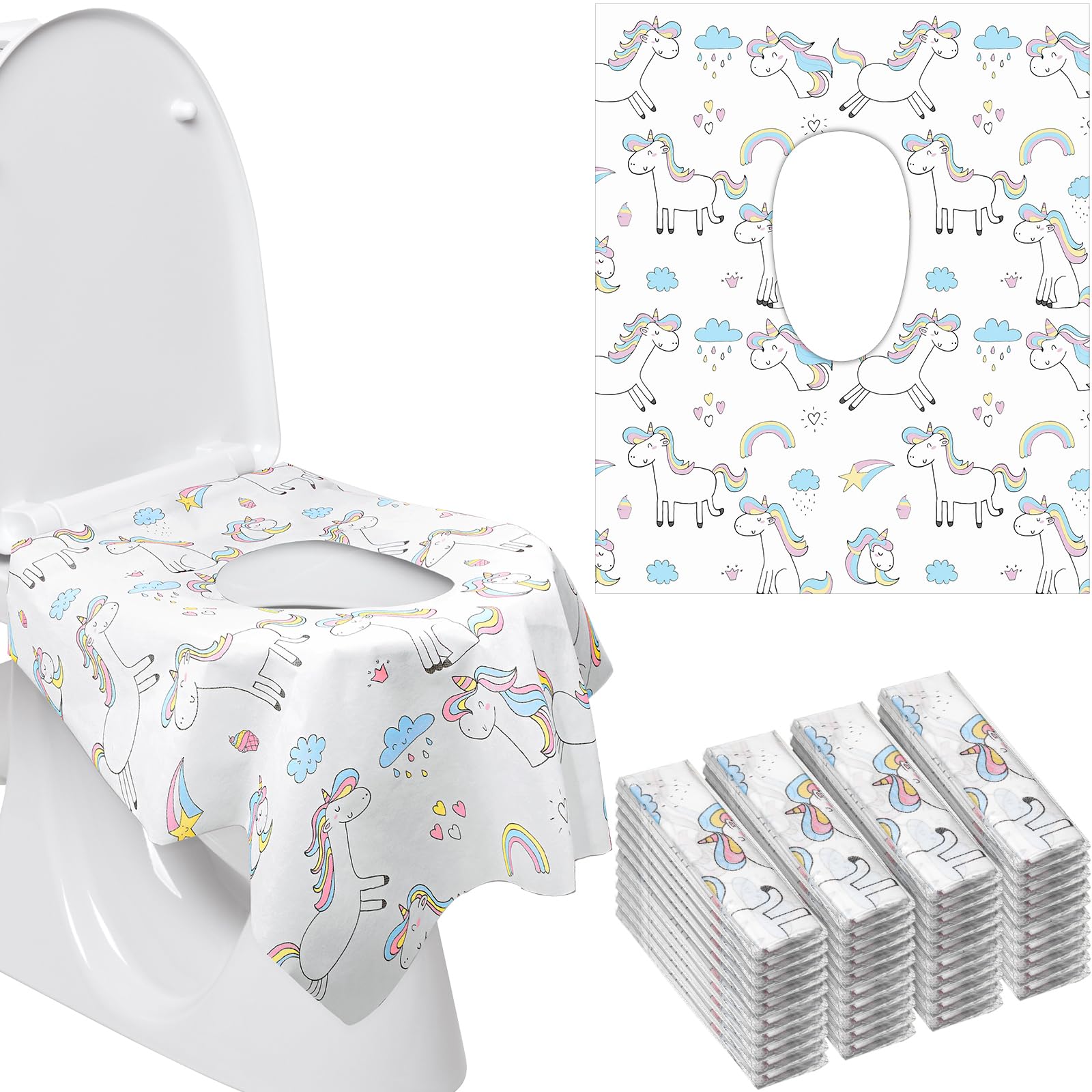 40 Pack Disposable Toilet Seat Covers for Kid Toddler Adults Extra Large Individually Wrapped Portable Paper Potty Seat Cover Potty Training Liners for Travel
