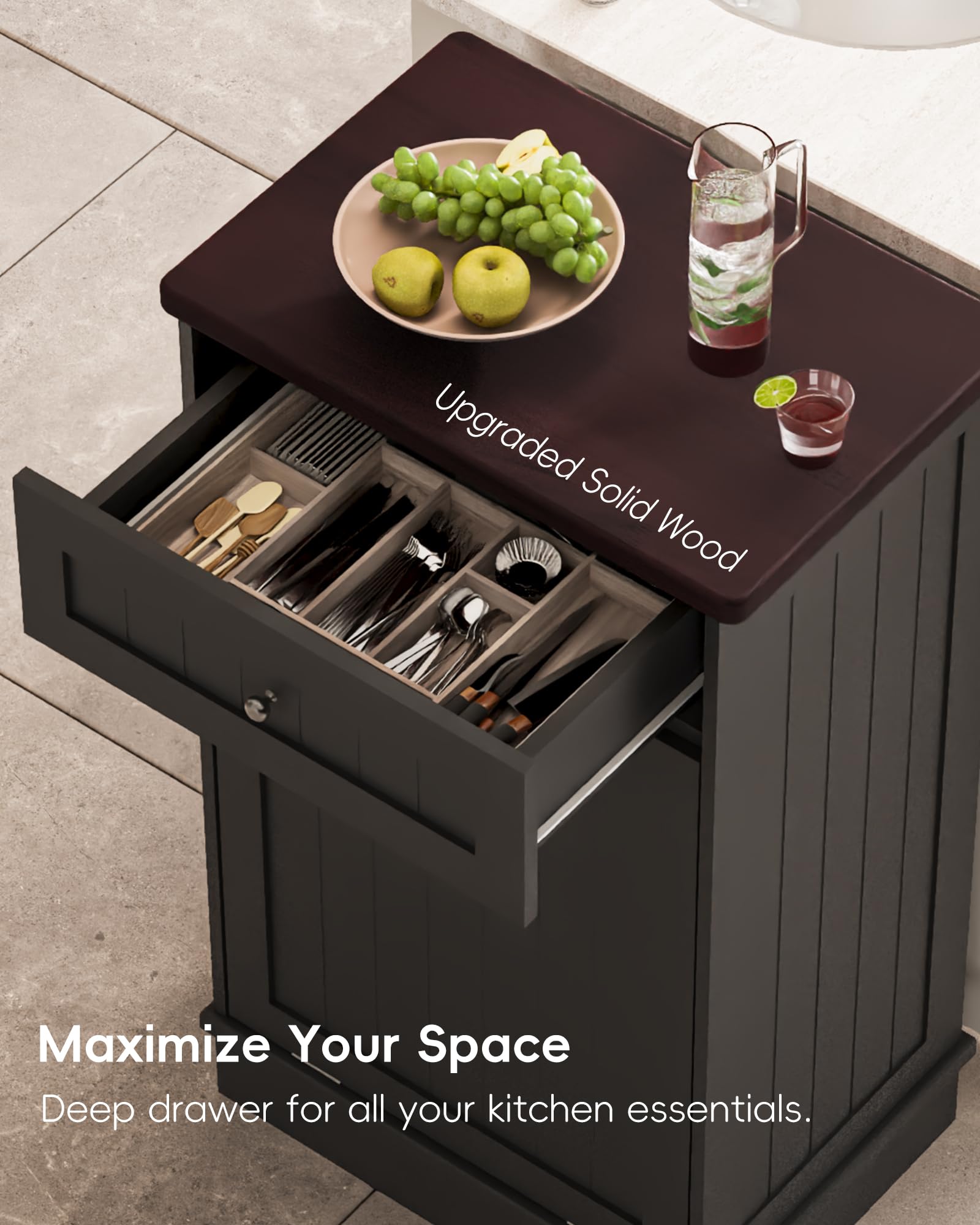 10 Gallon Tilt Out Trash Cabinet with Big Storage Drawer