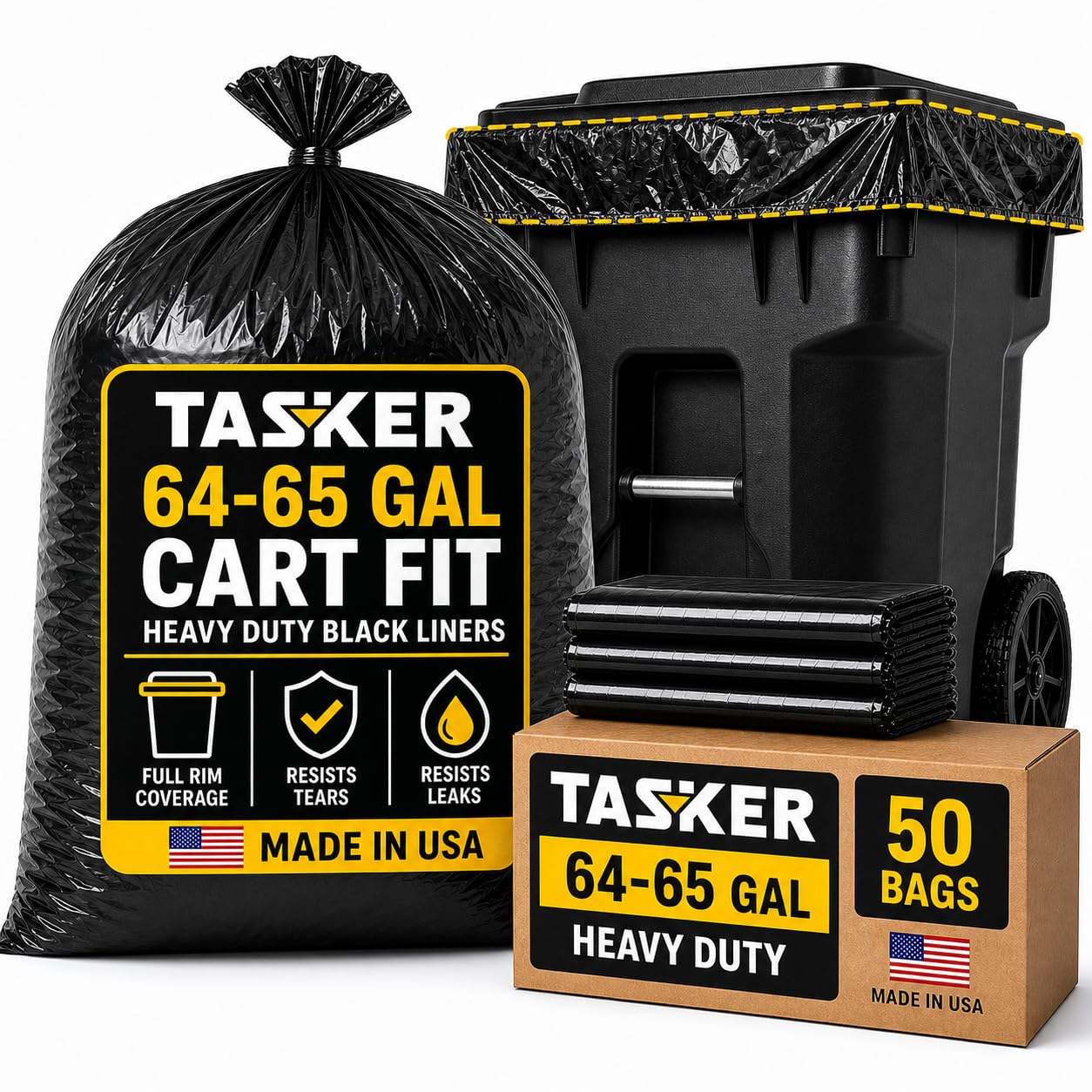 65 Gallon Trash Bags Heavy Duty (50 Count)