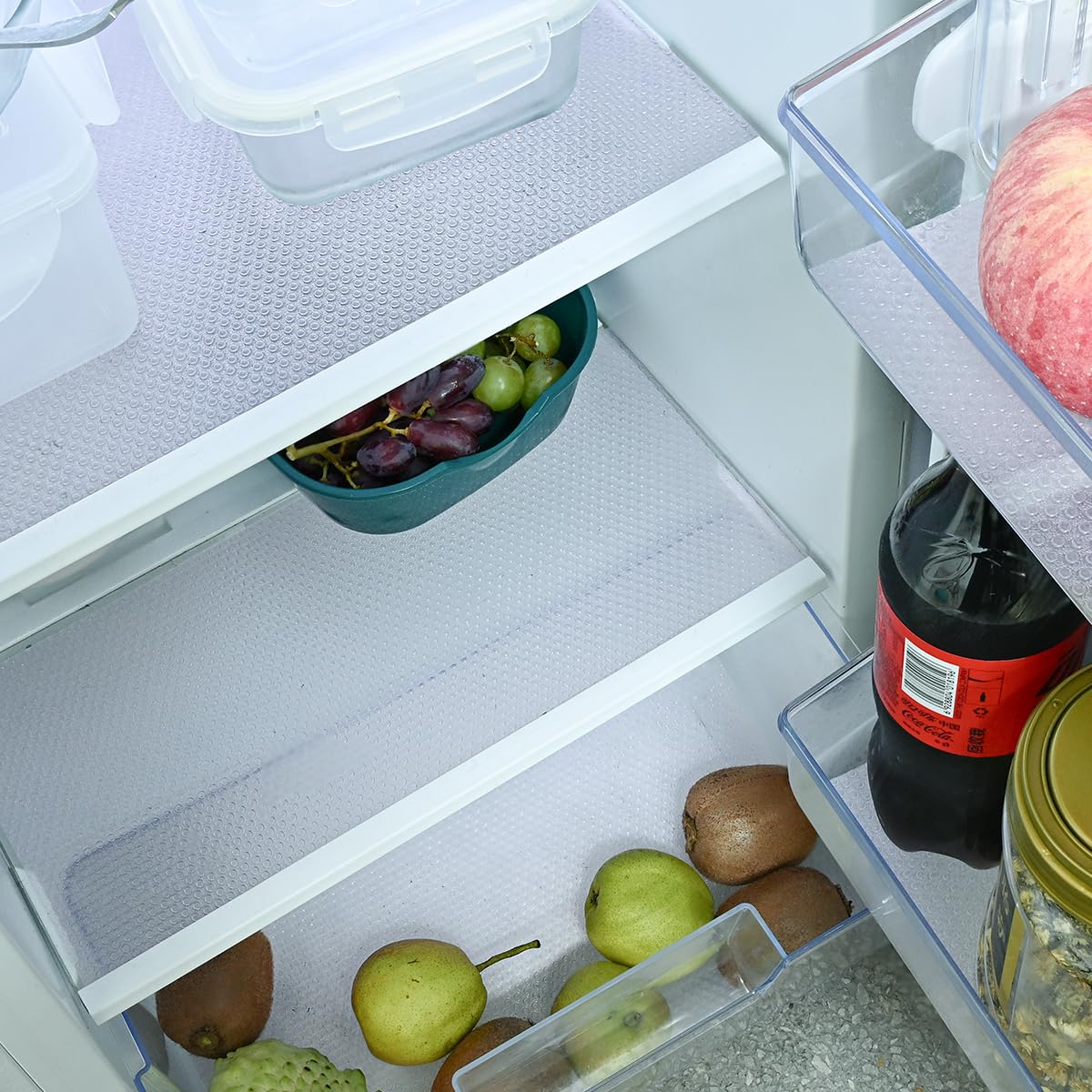 12Pcs Refrigerator Liners Washable Fridge Shelf Liners Refrigerator Mats for Freezer Glass Shelves Kitchen Cabinets Cupboards Drawers (12 Count)