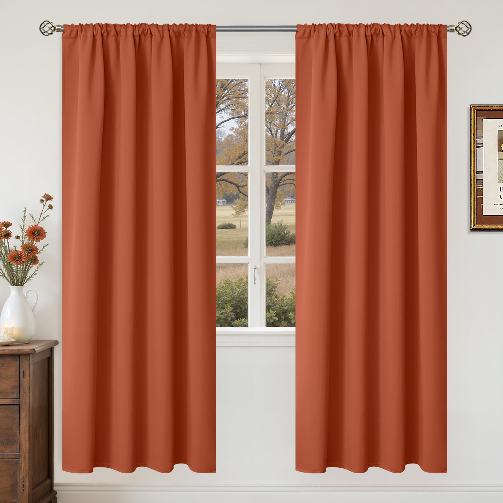 Terracotta Blackout Curtains for Living Room Window (2 Count)