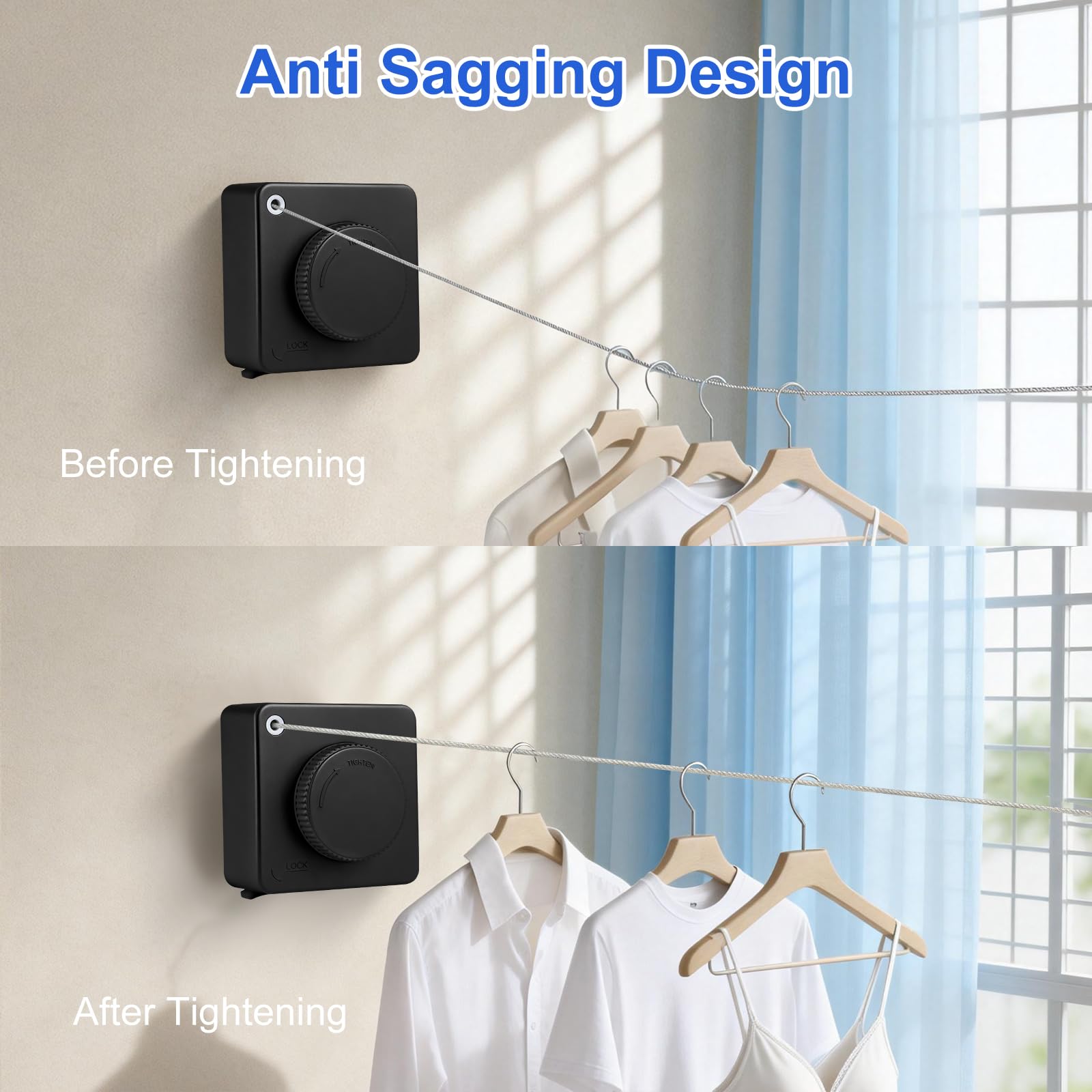 15.7Ft Retractable Clothesline Indoor Outdoor is Also an Anti