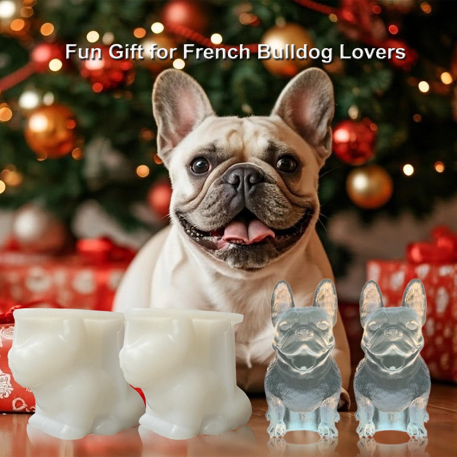 3D French Bulldog Ice Cube Molds Tray Silicone for Whiskey (2 Count)